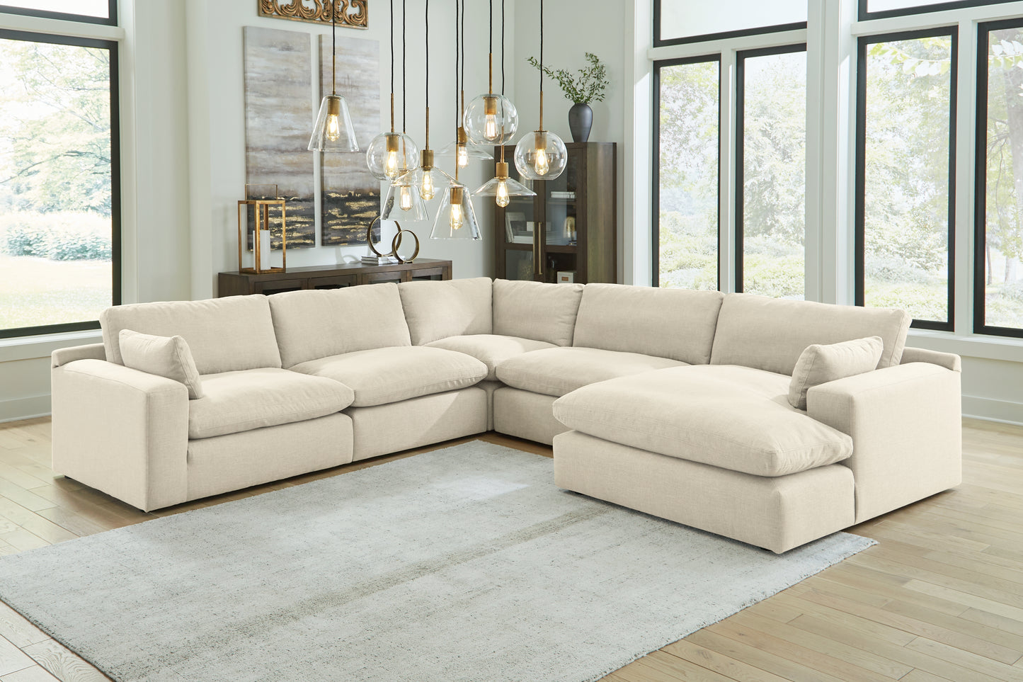 Ocala Furniture Outlet - Ashley Furniture - Elyza Sectional - RAF 5-Piece Sectional with Chaise / Linen - 10006S7