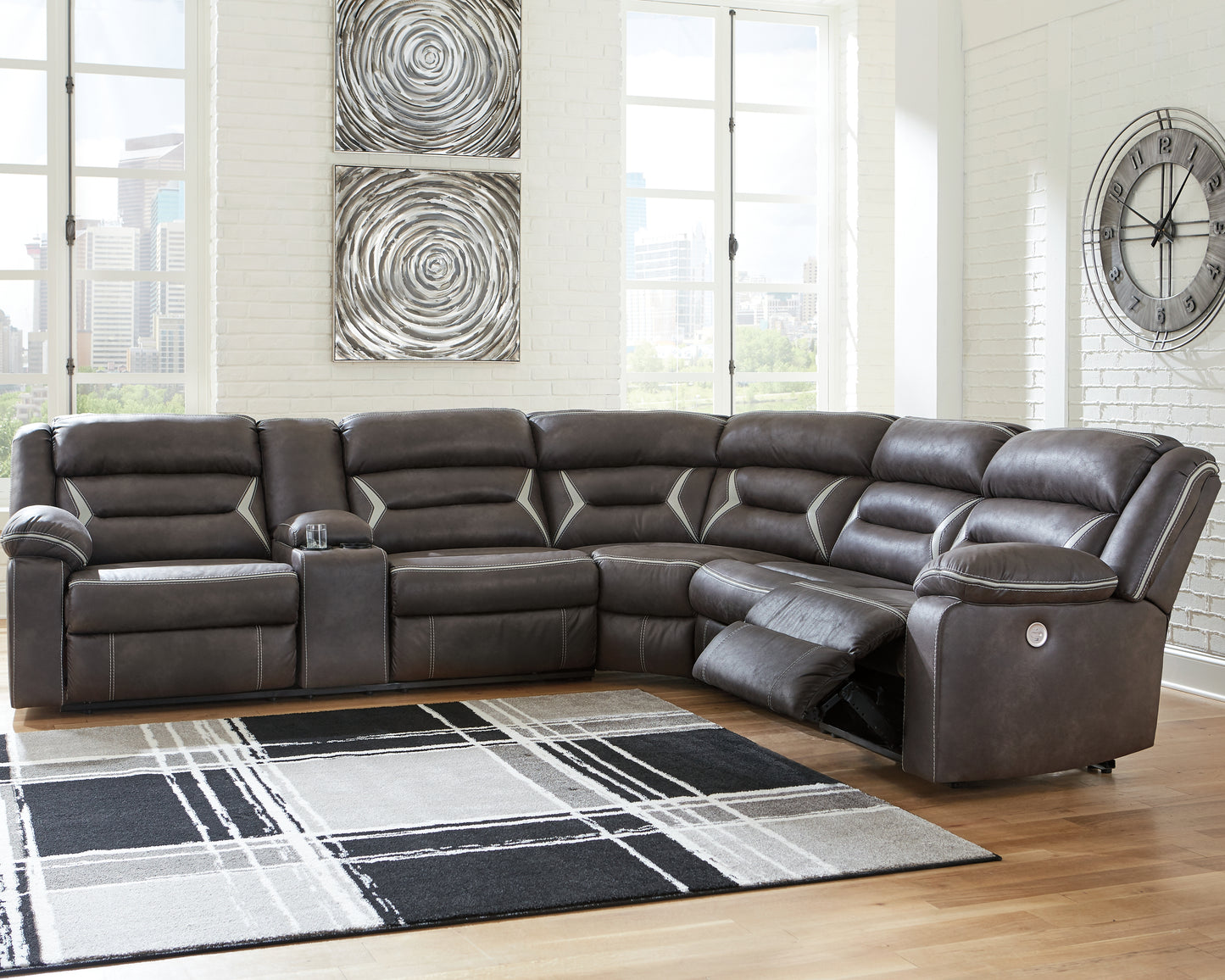Ocala Furniture Outlet - Ashley Furniture - Kincord Sectional - 4-Piece Power Reclining Sectional / Midnight - 13104S4