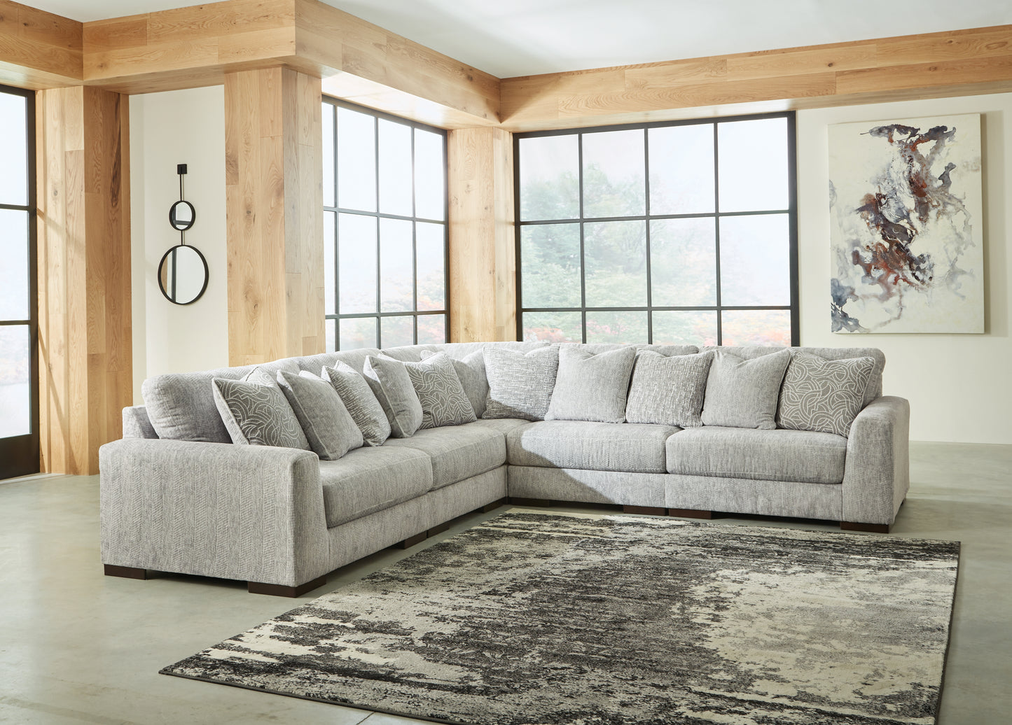 Ocala Furniture Outlet - Ashley Furniture - Regent Park Sectional - RAF 5-Piece Sectional / Pewter - 14404S3