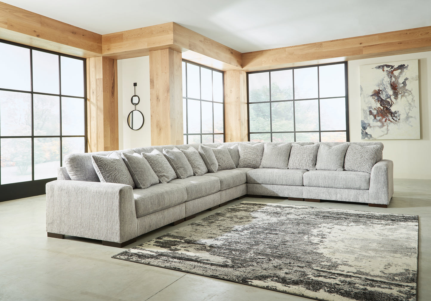 Ocala Furniture Outlet - Ashley Furniture - Regent Park Sectional - RAF 6-Piece Sectional / Pewter - 14404S7