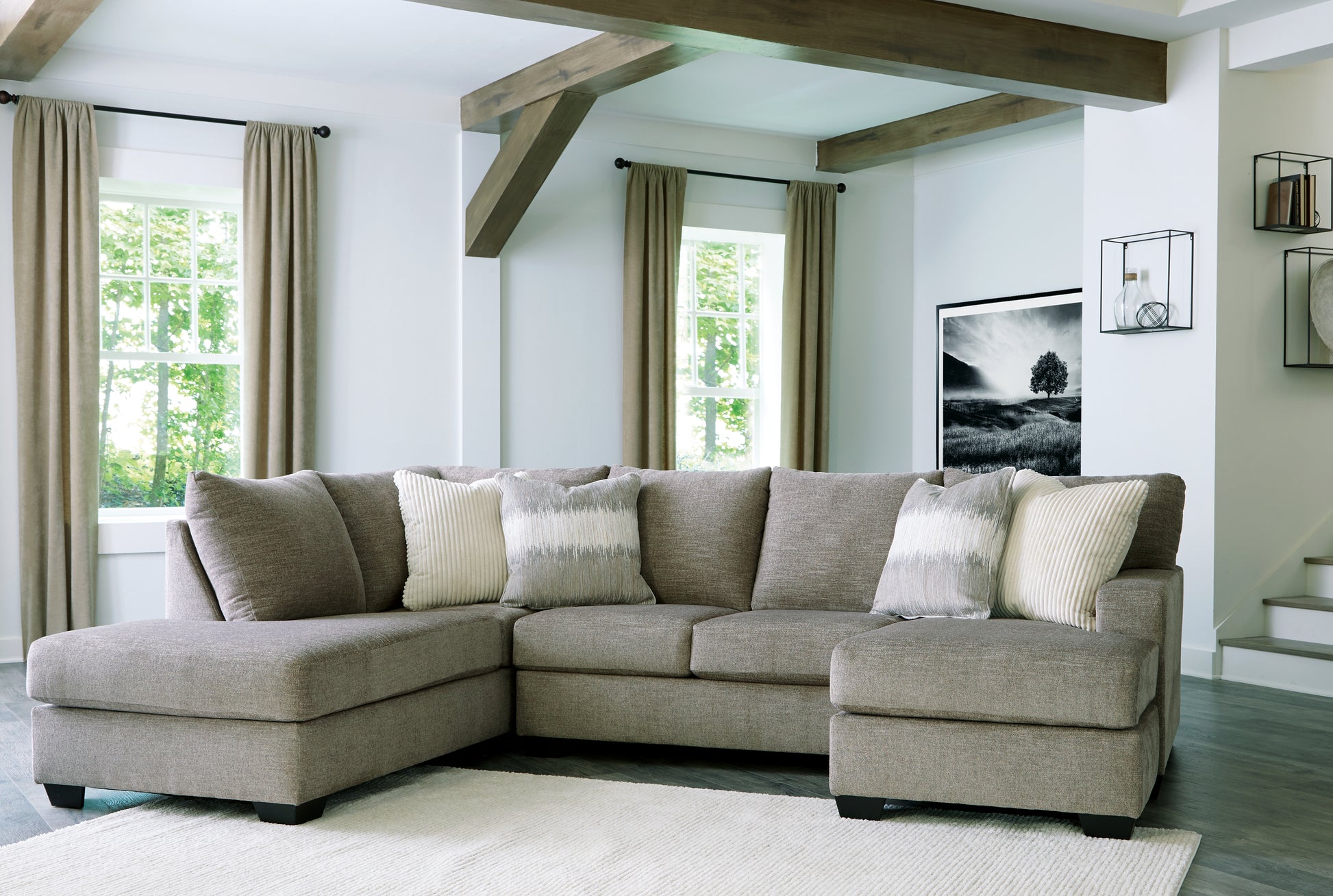 Ocala Furniture Outlet - Ashley Furniture - Creswell Sectional - RAF 2-Piece Sectional with Chaise / Stone - 15305S2