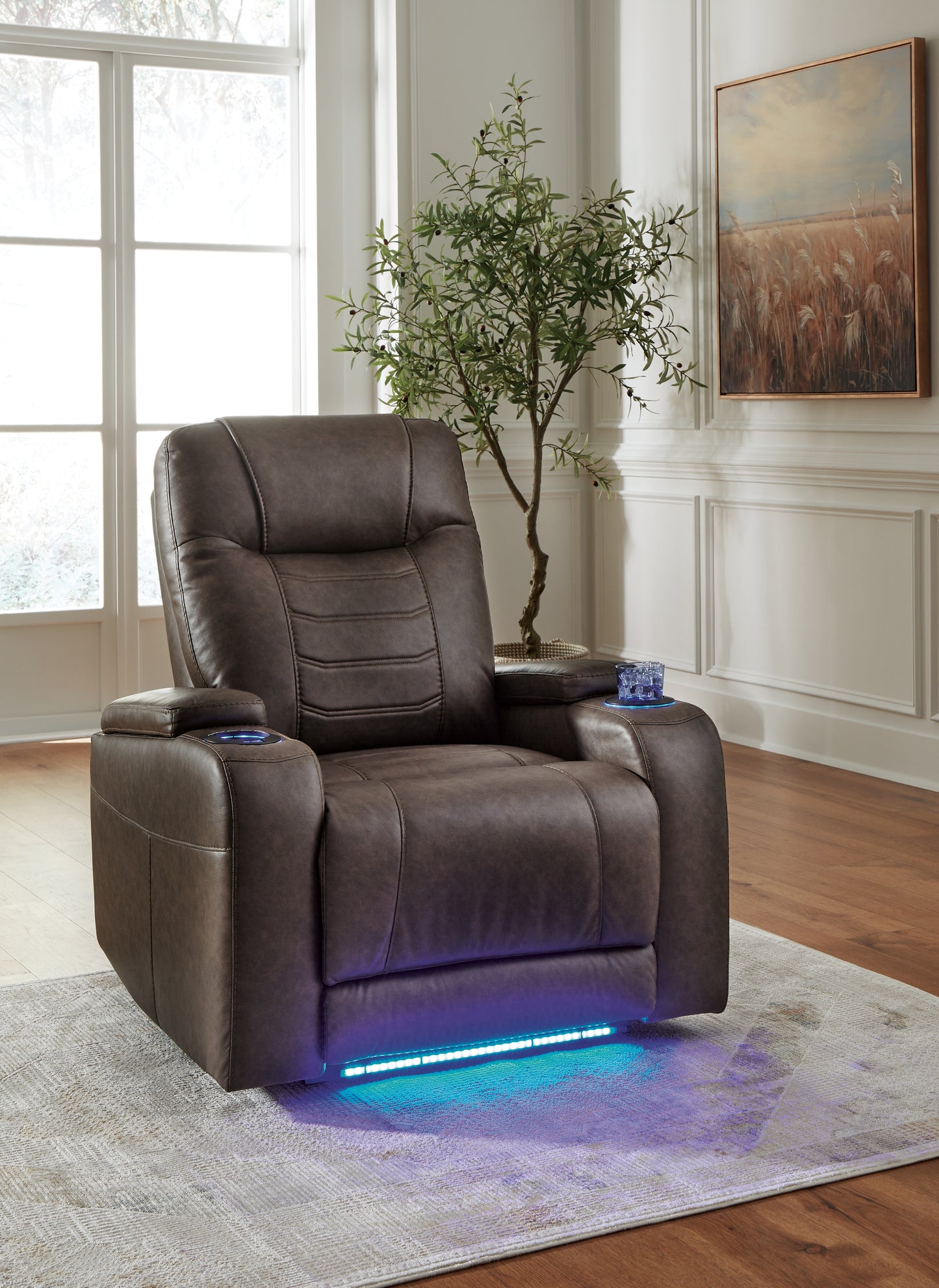 Ocala Furniture Outlet - Ashley Furniture - Schooner Rocks Living Room - PWR Recliner/ADJ Headrest / Umber - 1610413