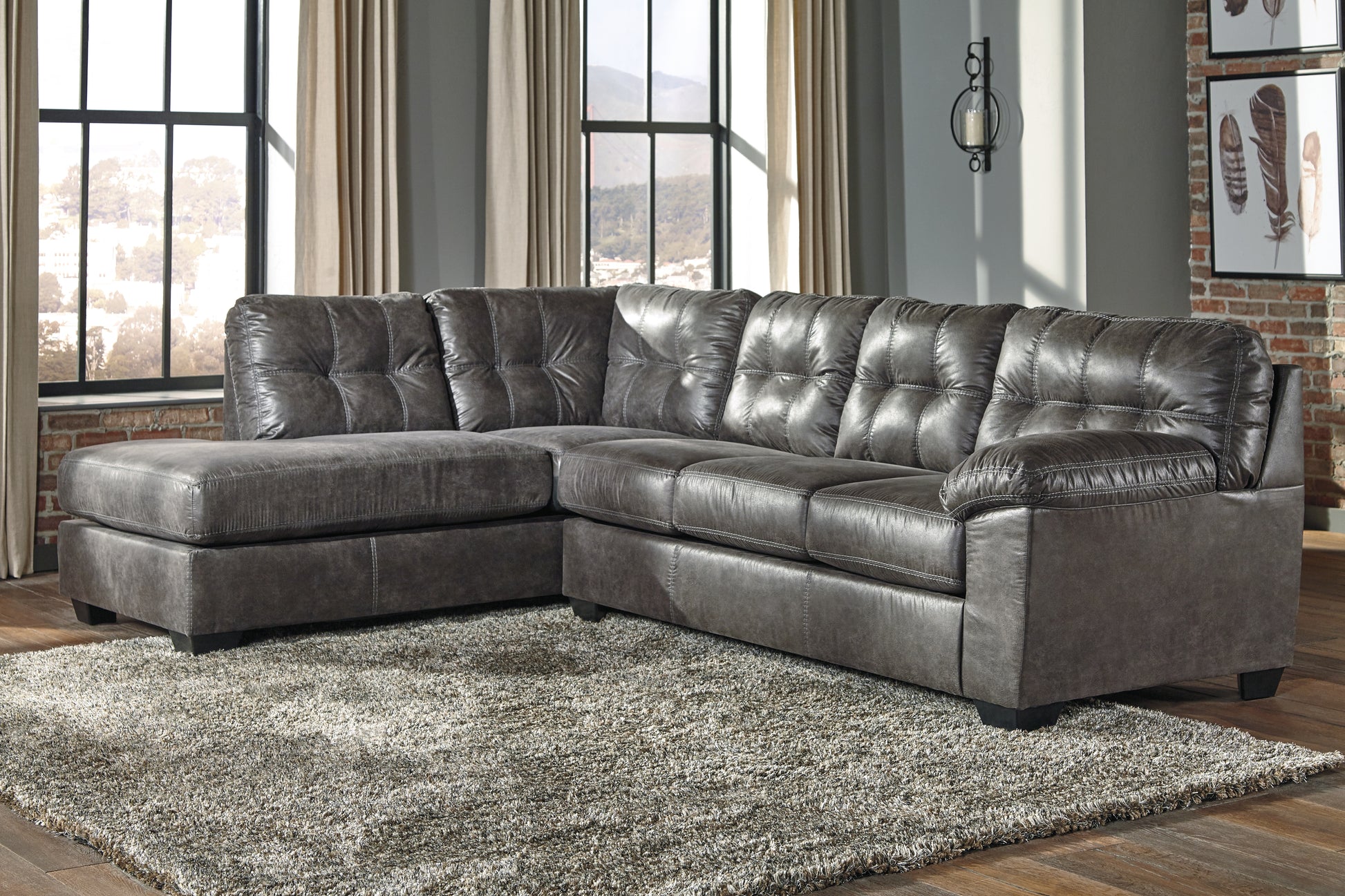 Ocala Furniture Outlet - Ashley Furniture - Fallston Sectional - RAF 2-Piece Sectional with Chaise / Slate - 17221S1