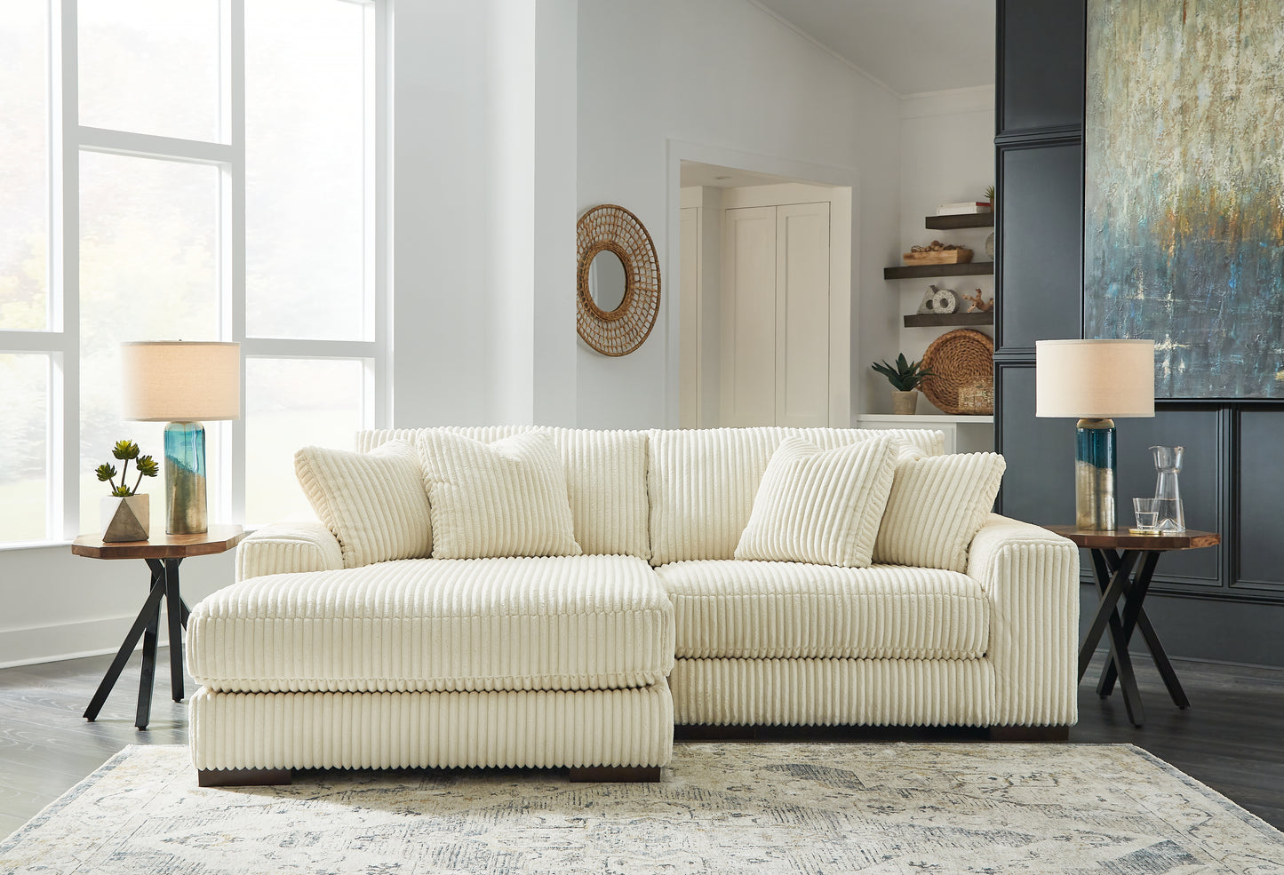 Ocala Furniture Outlet - Ashley Furniture - Lindyn Sectional - RAF 6-Piece Sectional / Ivory - 21104S20
