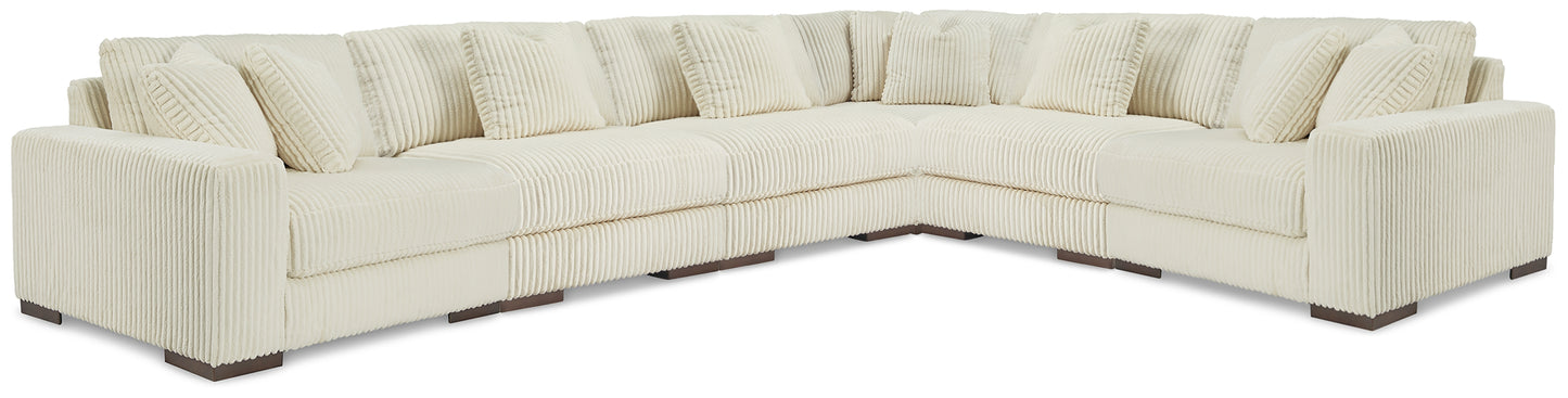 Ocala Furniture Outlet - Ashley Furniture - Lindyn Sectional - RAF 6-Piece Sectional / Ivory - 21104S20