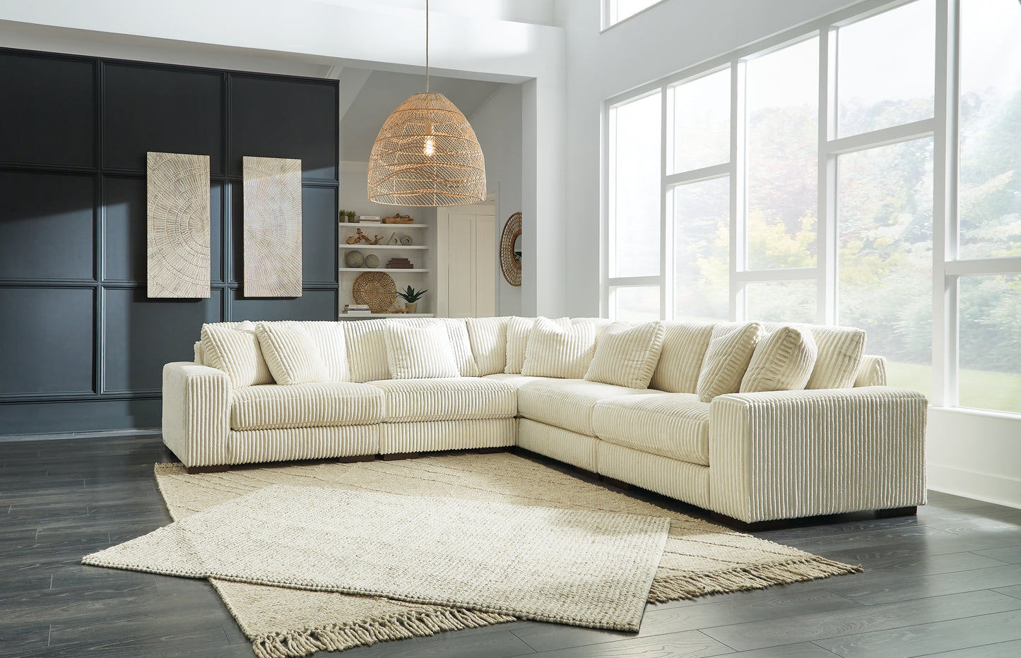 Ocala Furniture Outlet - Ashley Furniture - Lindyn Sectional - RAF 5-Piece Sectional / Ivory - 21104S5