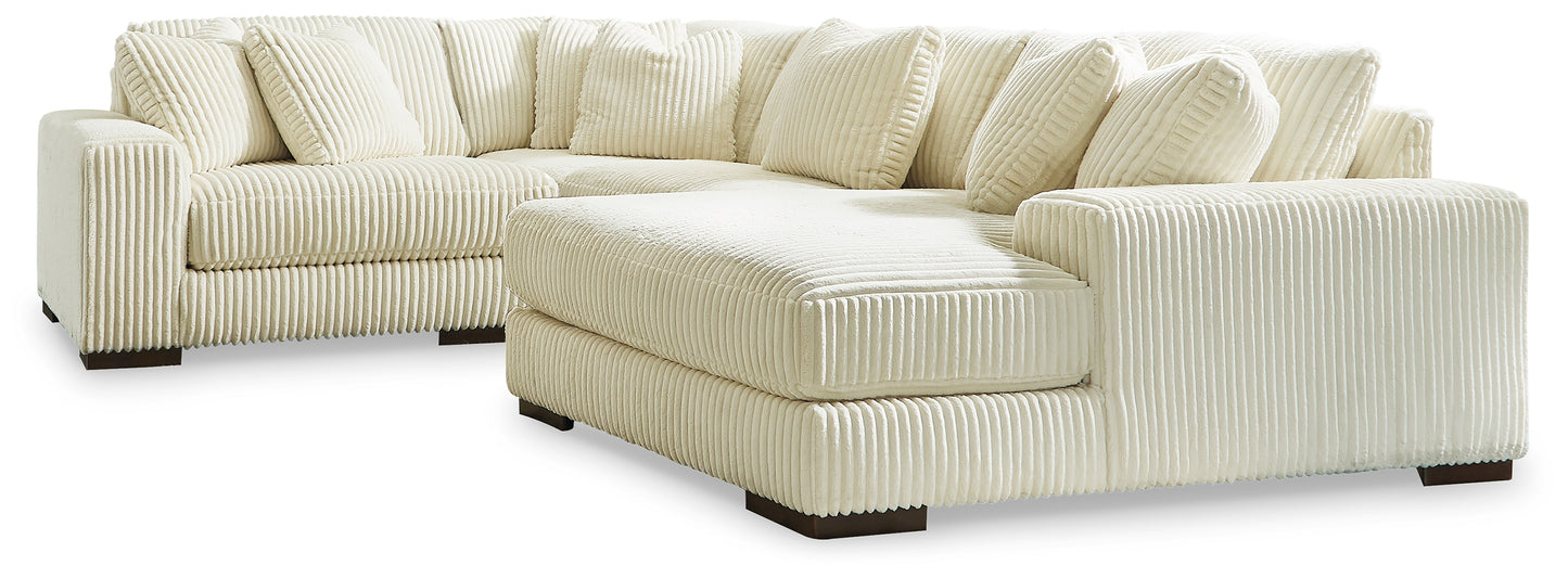 Ocala Furniture Outlet - Ashley Furniture - Lindyn Sectional - RAF 4-Piece Sectional with Chaise / Ivory - 21104S15
