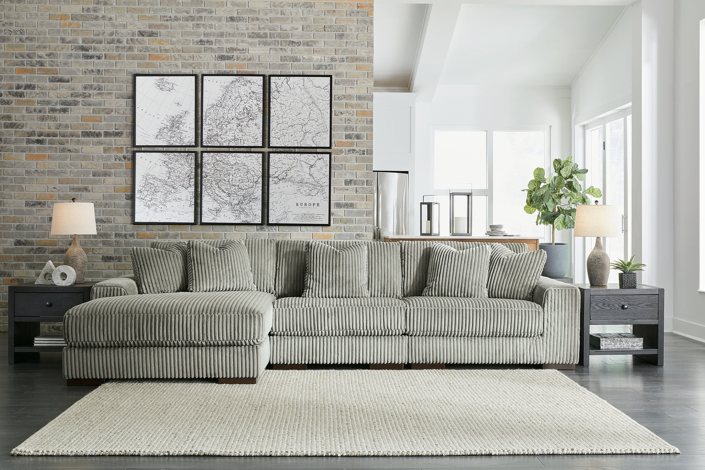 Ocala Furniture Outlet - Ashley Furniture - Lindyn Sectional - RAF 3-Piece Sectional with Chaise / Fog - 21105S10