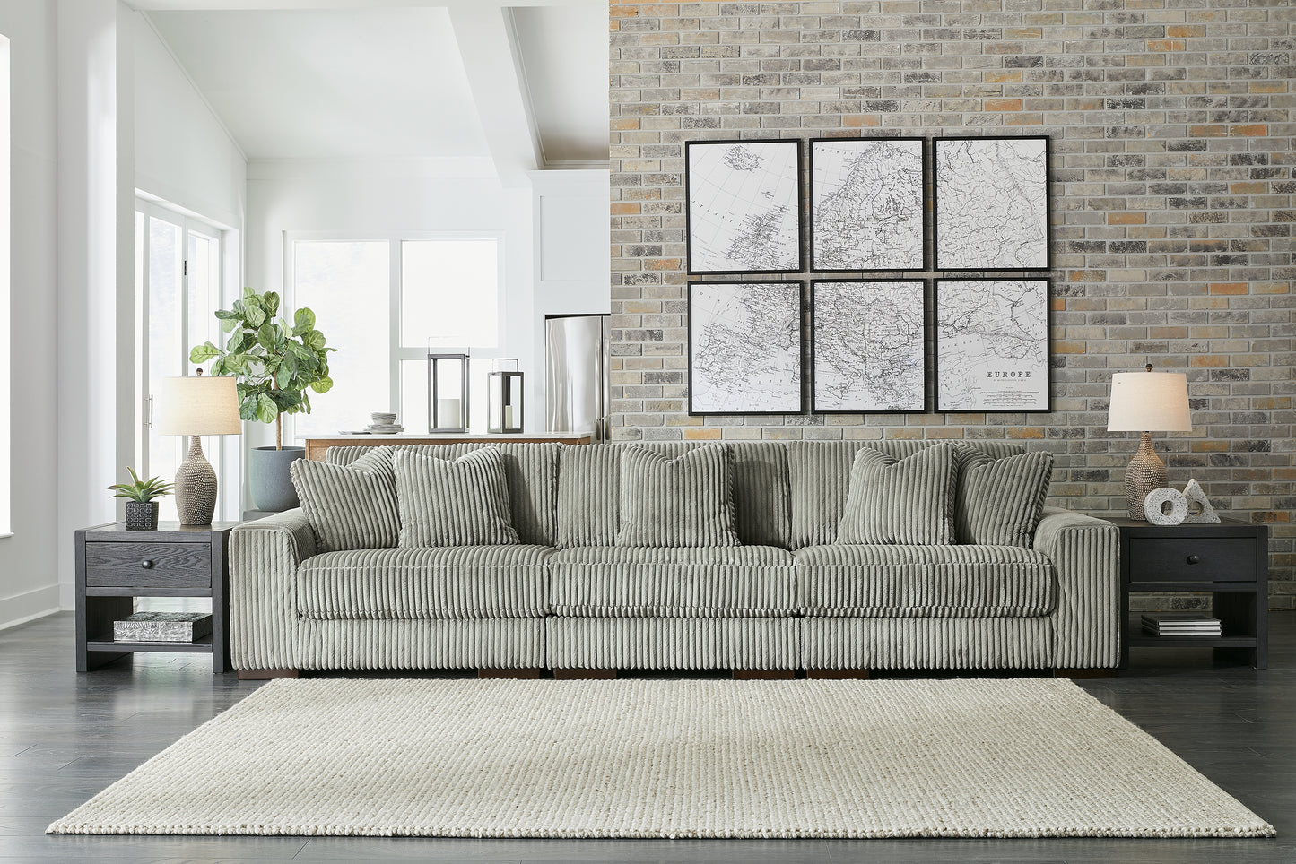 Ocala Furniture Outlet - Ashley Furniture - Lindyn Sectional - RAF 3-Piece Sectional Sofa / Fog - 21105S14