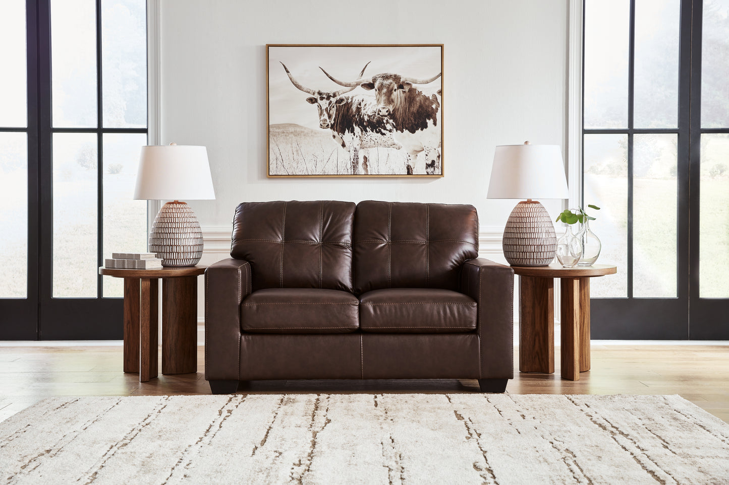 Ocala Furniture Outlet - Ashley Furniture - Santorine Living Room - Loveseat / Dark Brown - 2170635