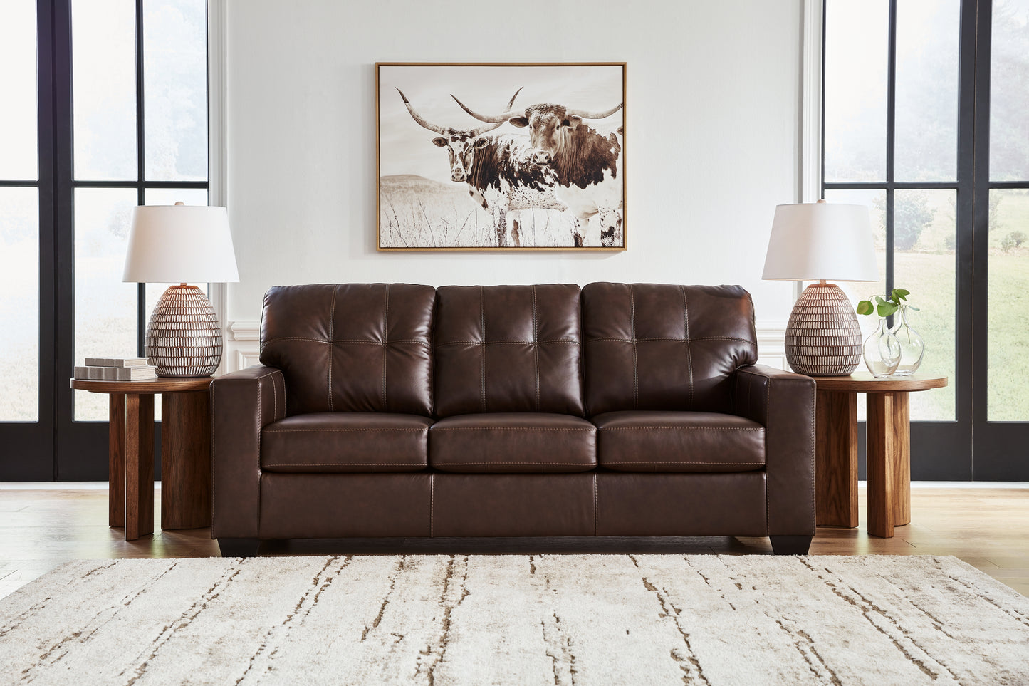 Ocala Furniture Outlet - Ashley Furniture - Santorine Living Room - Sofa / Dark Brown - 2170638