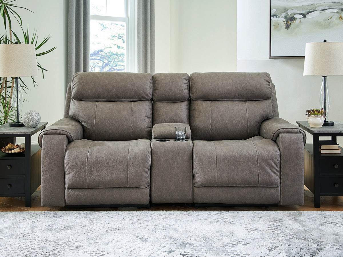 Ocala Furniture Outlet - Ashley Furniture - Starbot Sectional - 3-Piece Power Reclining Sectional Loveseat with Console / Fossil - 23501S2