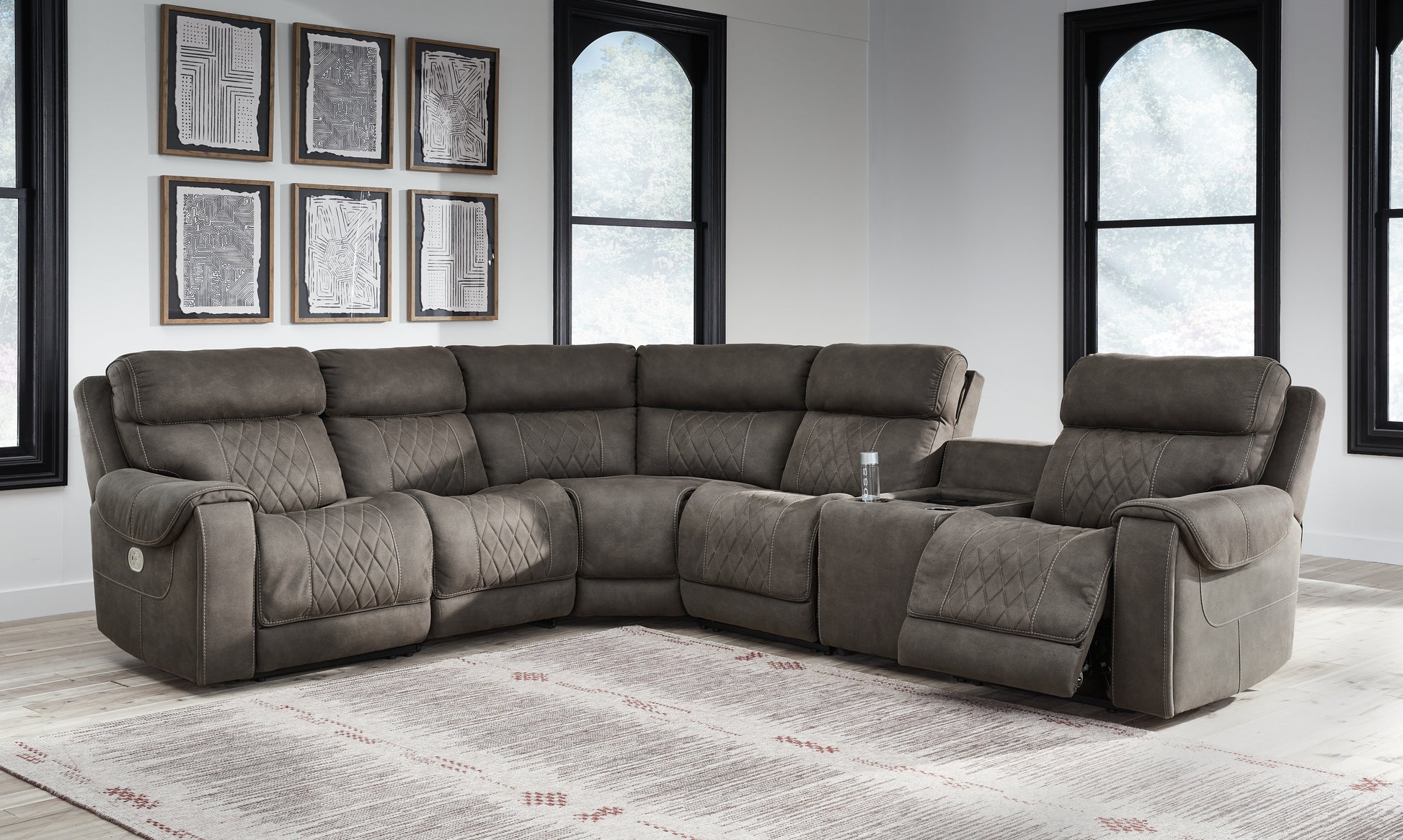 Ocala Furniture Outlet - Ashley Furniture - Hoopster Sectional - 6-Piece Power Reclining Sectional / Gunmetal - 23703S5