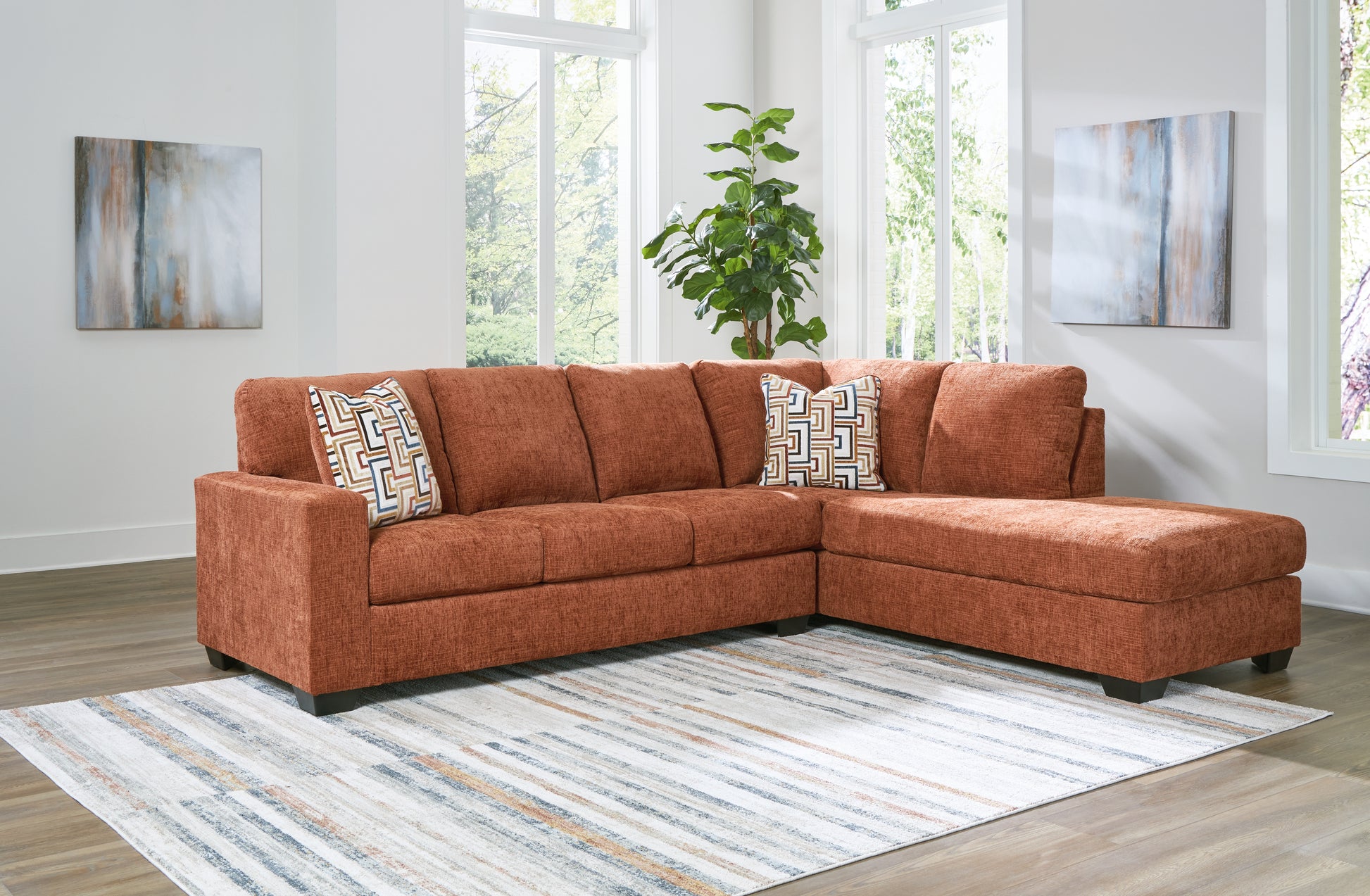 Ocala Furniture Outlet - Ashley Furniture - Aviemore Sectional - RAF 2-Piece Sectional with Chaise / Ink - 24303S1