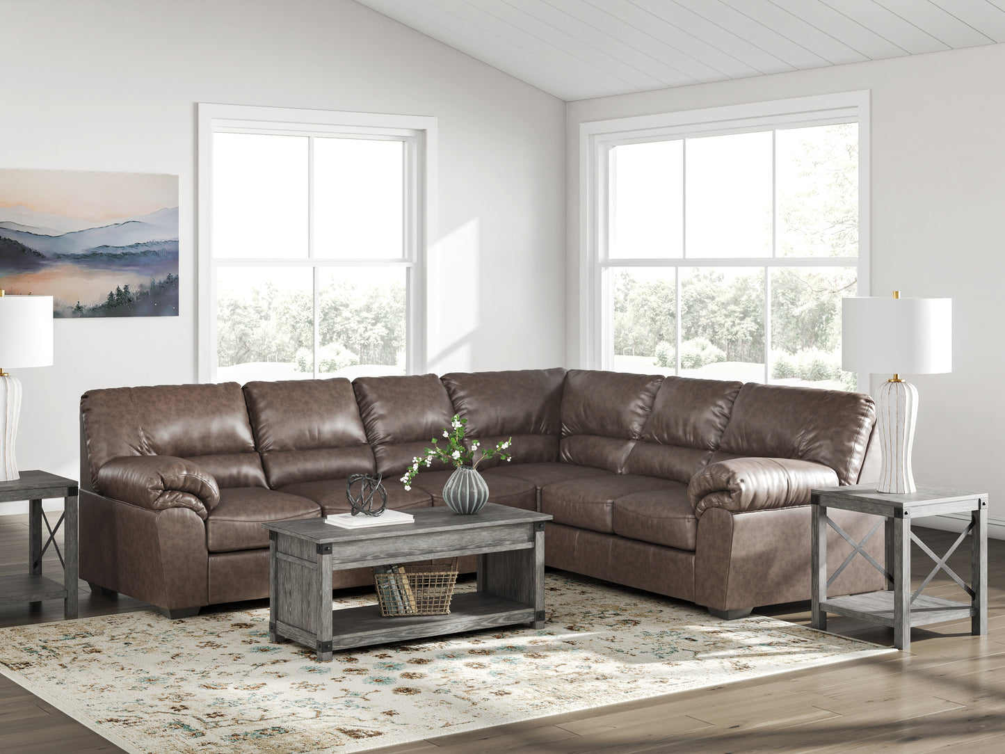 Ocala Furniture Outlet - Ashley Furniture - WillowBend Sectional - RAF 3-Piece Sectional / Umber - PC27705S3