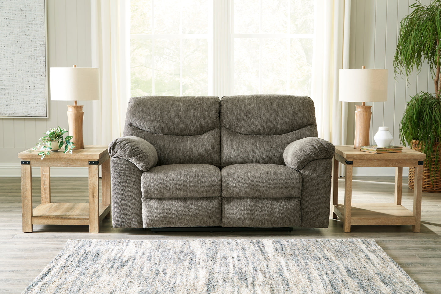Ocala Furniture Outlet - Ashley Furniture - Alphons Living Room - Reclining Loveseat / Putty - 2820186