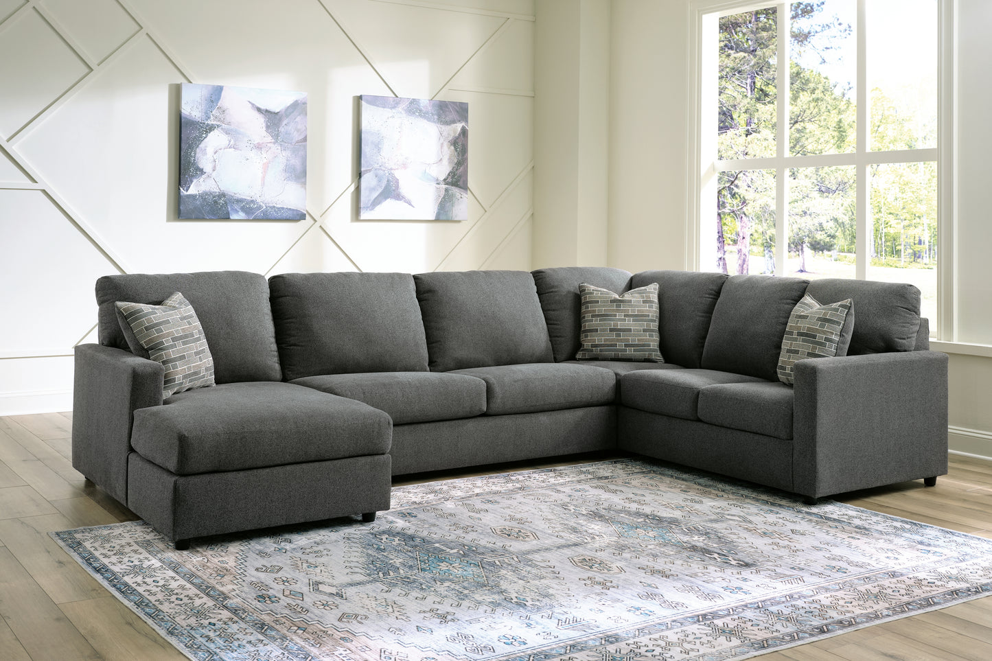 Ocala Furniture Outlet - Ashley Furniture - Edenfield Sectional - RAF 3-Piece Sectional with Chaise / Charcoal - 29003S1