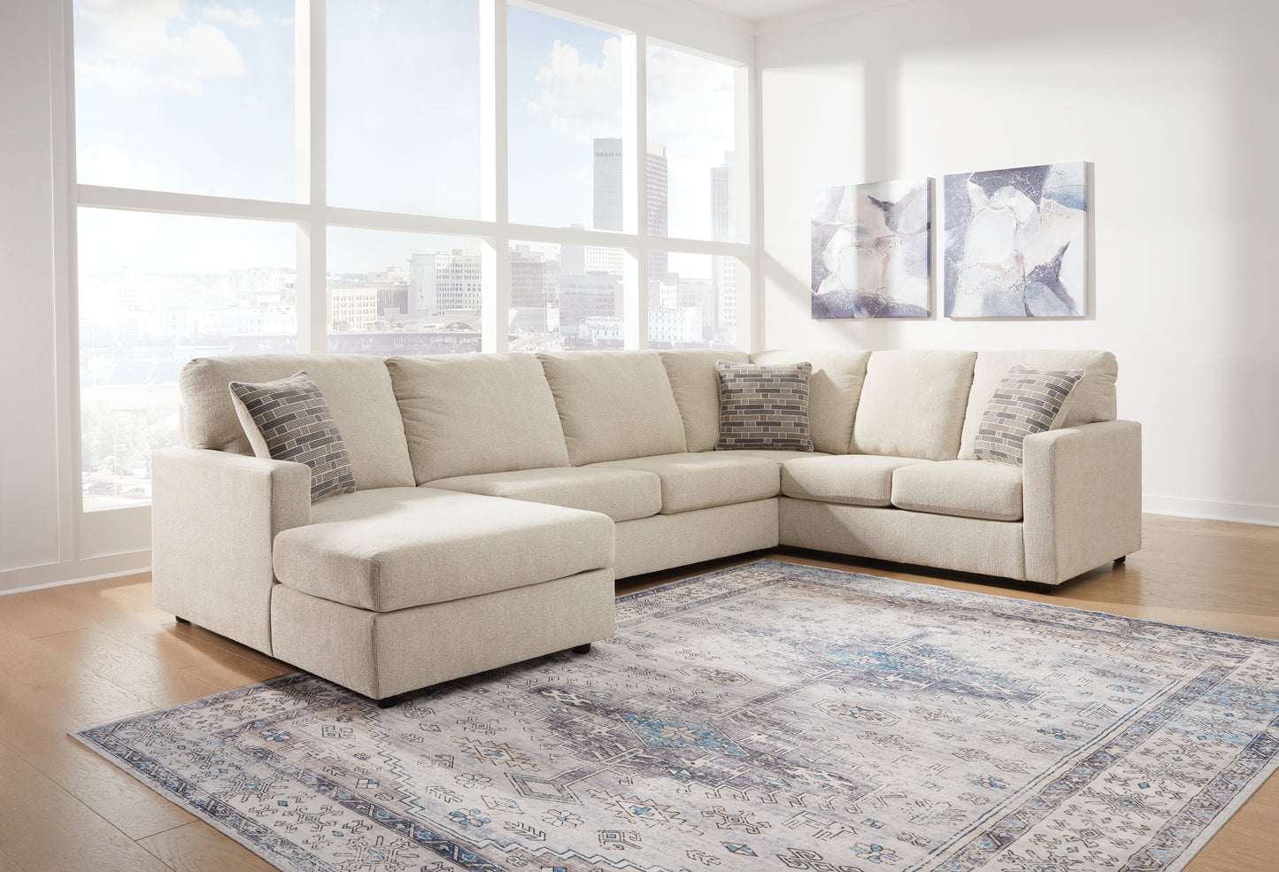 Ocala Furniture Outlet - Ashley Furniture - Edenfield Sectional - RAF 3-Piece Sectional with Chaise / Linen - 29004S1