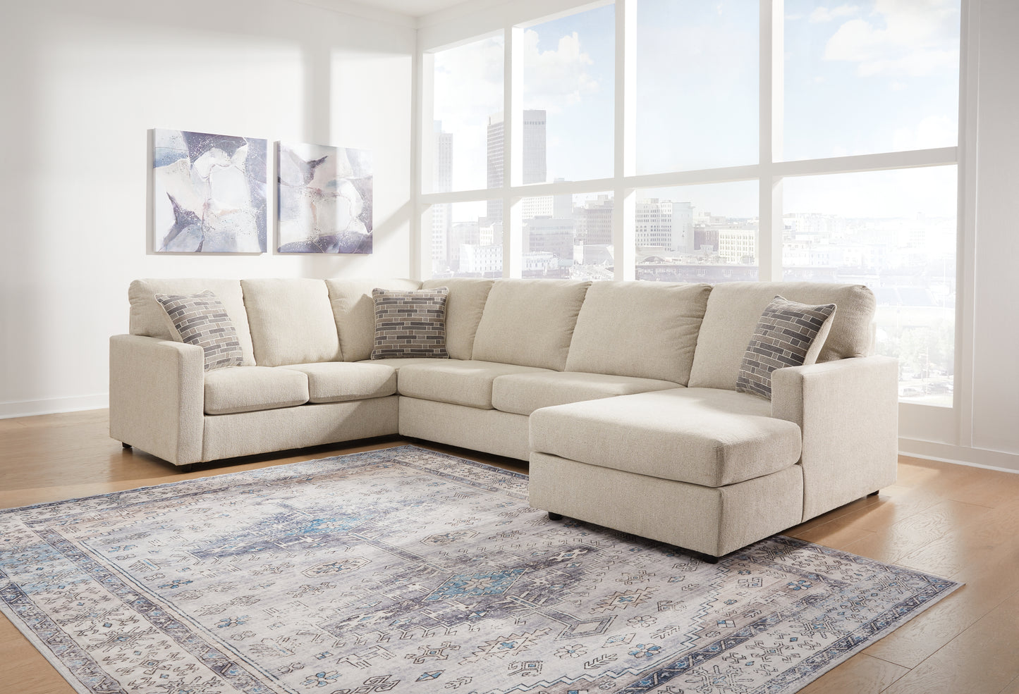 Ocala Furniture Outlet - Ashley Furniture - Edenfield Sectional - LAF 3-Piece Sectional with Chaise / Linen - 29004S2