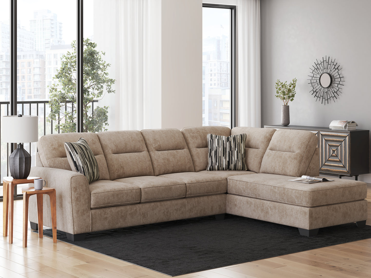 Ocala Furniture Outlet - Ashley Furniture - Olten Sectional - LAF 2-Piece Sectional with Chaise / Mocha - 31304S2