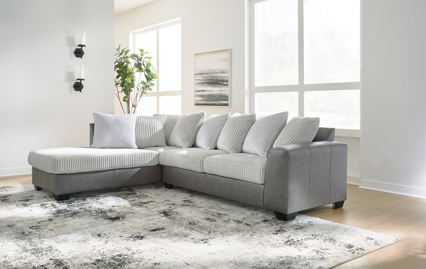 Ocala Furniture Outlet - Ashley Furniture - Clairette Court Sectional - RAF 2-Piece Sectional with Chaise / Alloy - 31503S1