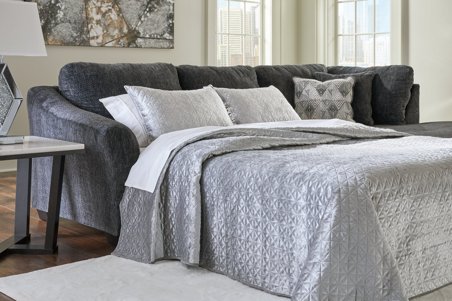 Ocala Furniture Outlet - Ashley Furniture - Biddeford Sectional - 2-Piece Sleeper Sectional with Chaise / Shadow - 35504S4