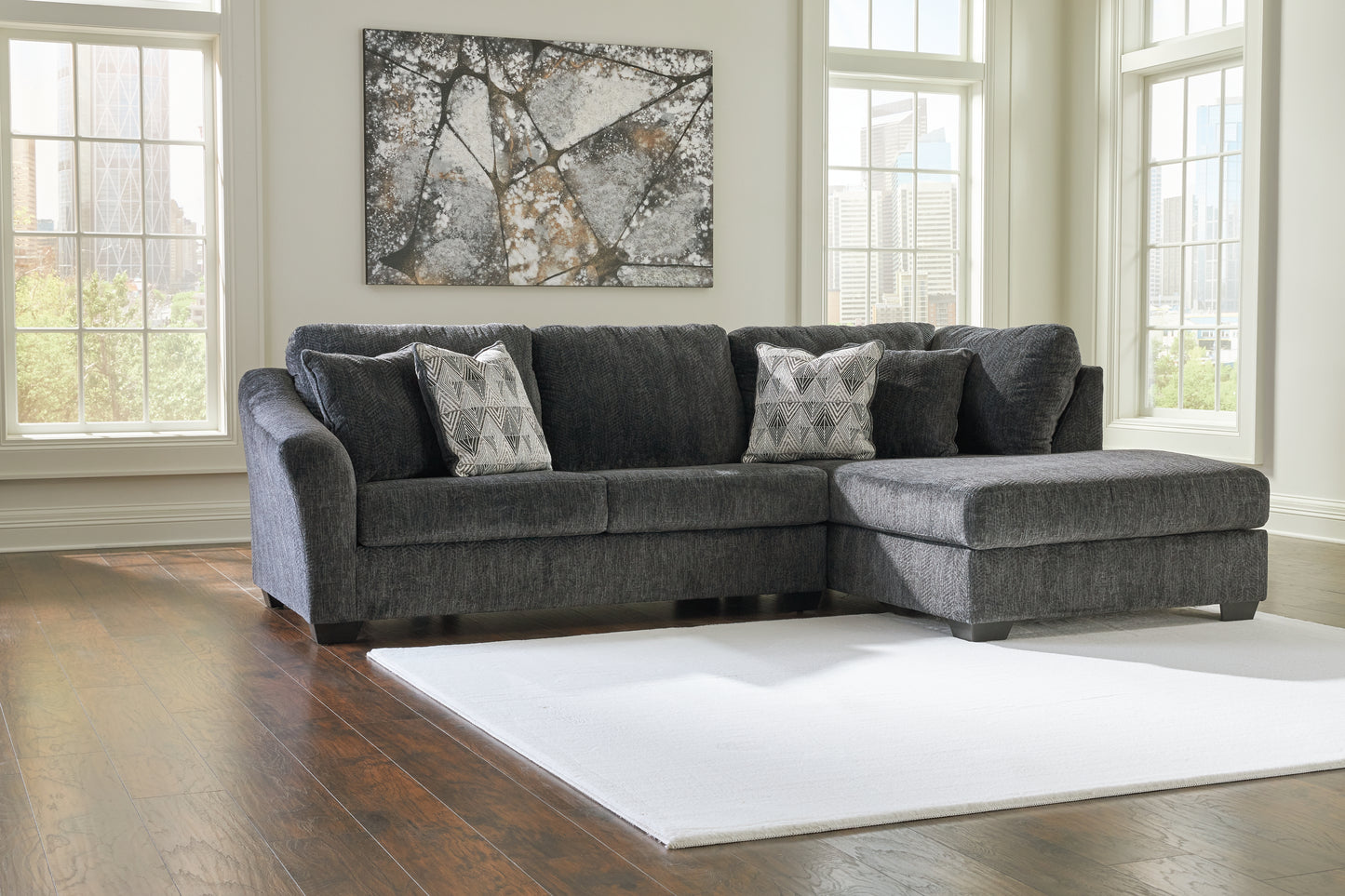 Ocala Furniture Outlet - Ashley Furniture - Biddeford Sectional - LAF 2-Piece Sectional with Chaise / Shadow - 35504S2