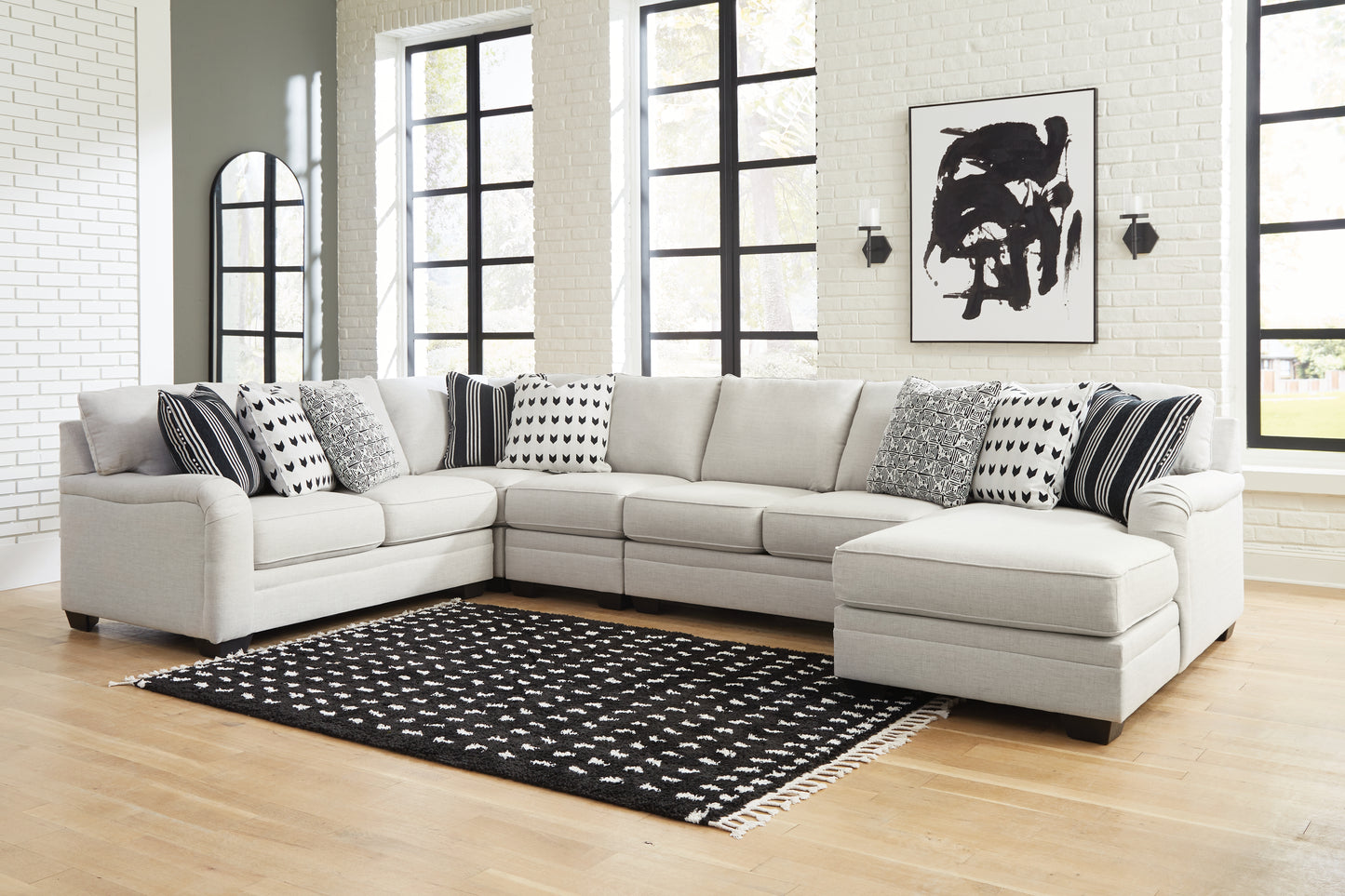 Ocala Furniture Outlet - Ashley Furniture - Huntsworth Sectional - RAF 5-Piece Sectional with Chaise / Dove Gray - 39702S6
