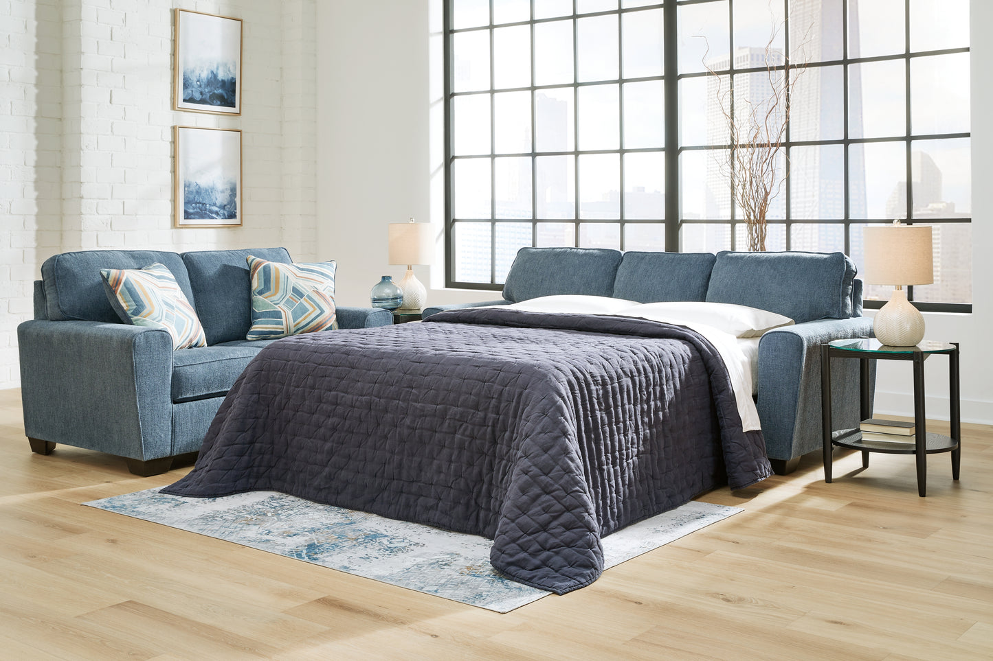 Ocala Furniture Outlet - Ashley Furniture - Cashton Living Room - Queen Sofa Sleeper / Blue - 4060539