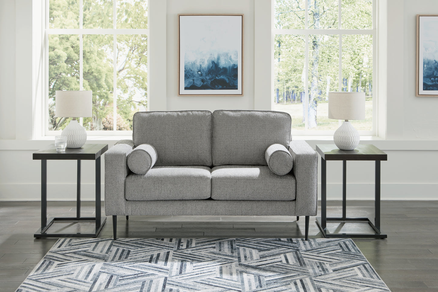 Ocala Furniture Outlet - Ashley Furniture - Hazela Living Room - Loveseat / Charcoal - 4110235