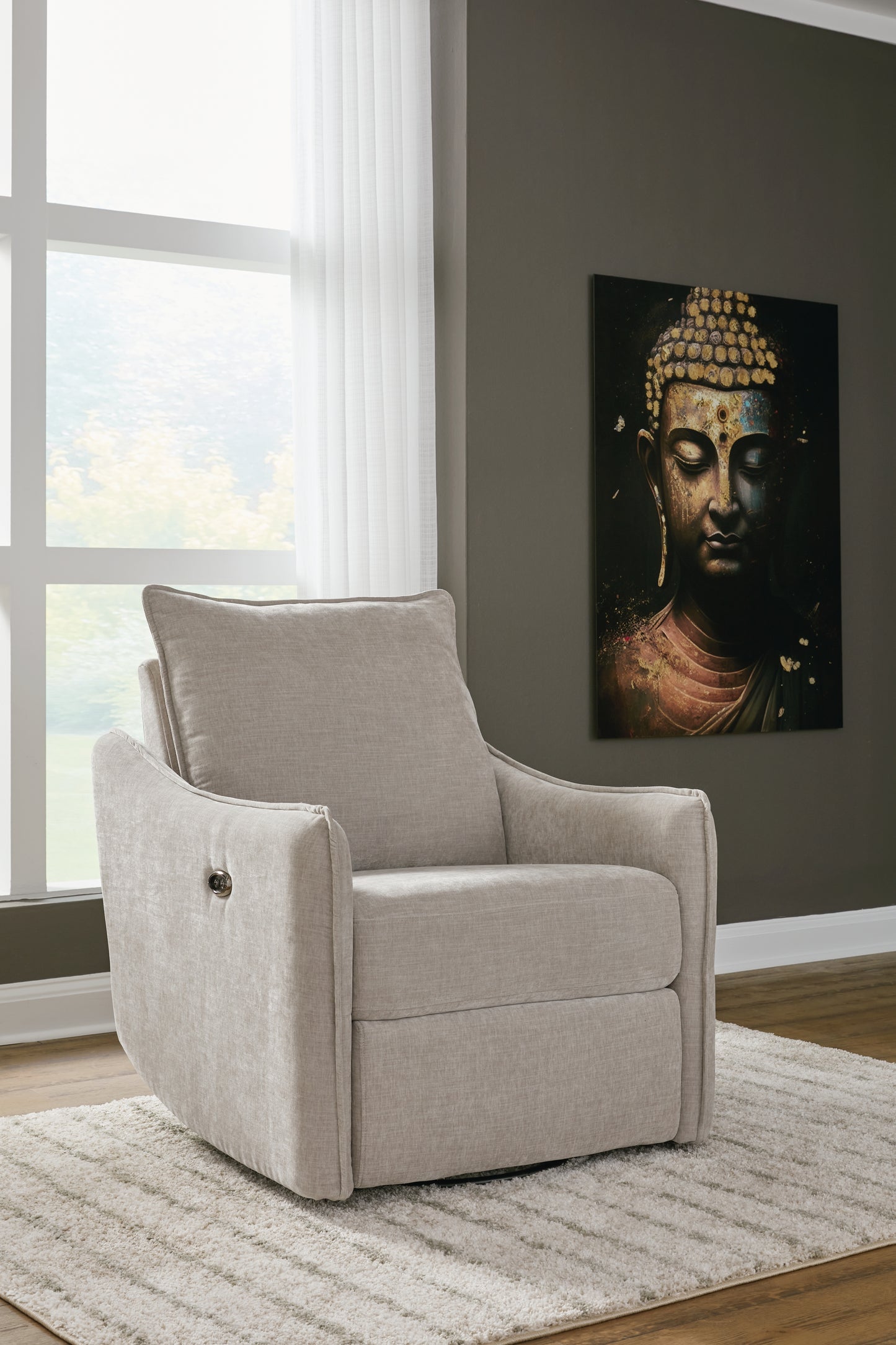 Ocala Furniture Outlet - Ashley Furniture - McBurg Living Room - Swivel Power Recliner / Taupe - 4480228