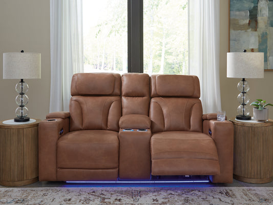 Ocala Furniture Outlet - Ashley Furniture - Clean-Slate Living Room - PWR REC Loveseat/CON/ADJ HDRST / Caramel - PC5010118