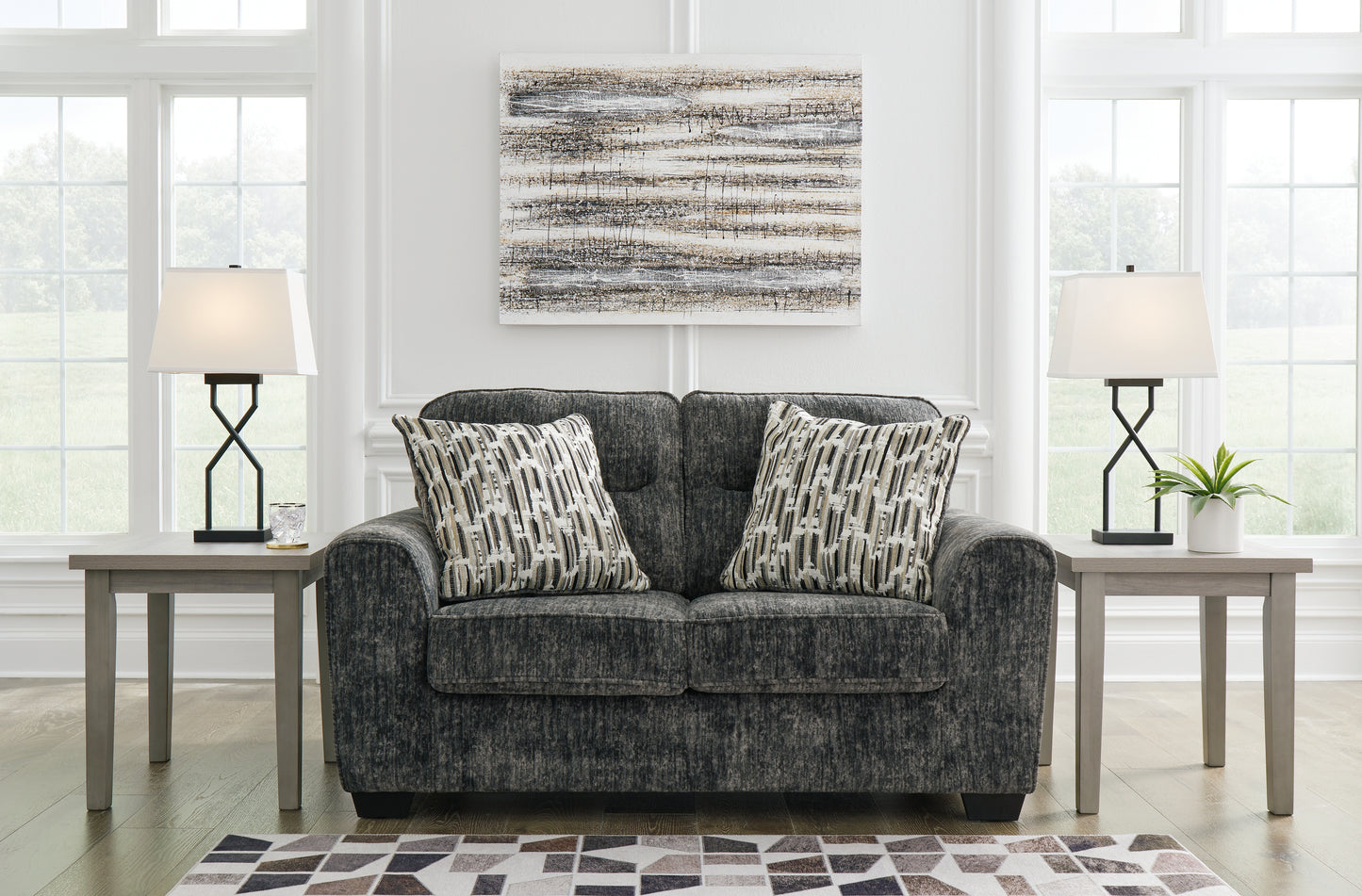 Ocala Furniture Outlet - Ashley Furniture - Lonoke Living Room - Loveseat / Gunmetal - 5050435