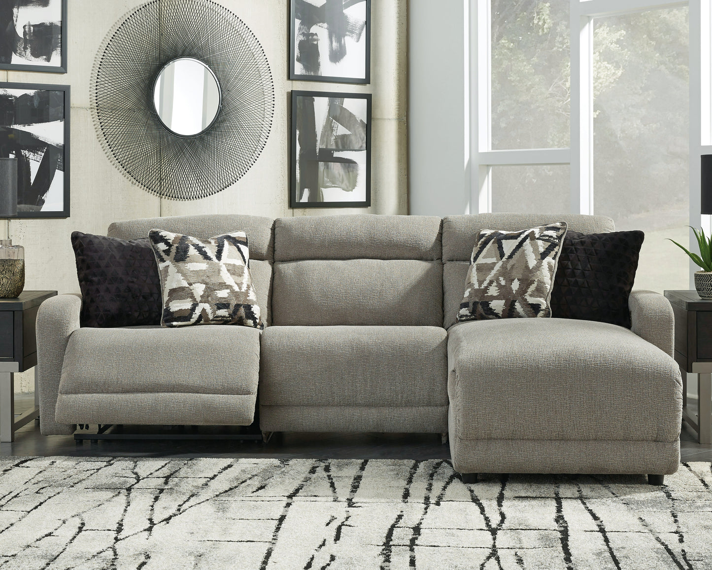Ocala Furniture Outlet - Ashley Furniture - Colleyville Sectional - 3-Piece Power Reclining Sectional with Chaise / Stone - 54405S2