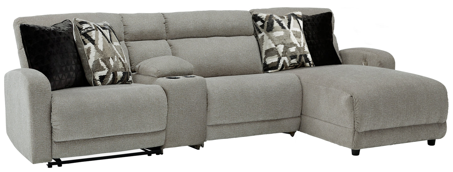 Ocala Furniture Outlet - Ashley Furniture - Colleyville Sectional - 4-Piece Power Reclining Sectional with Chaise / Stone - 54405S3