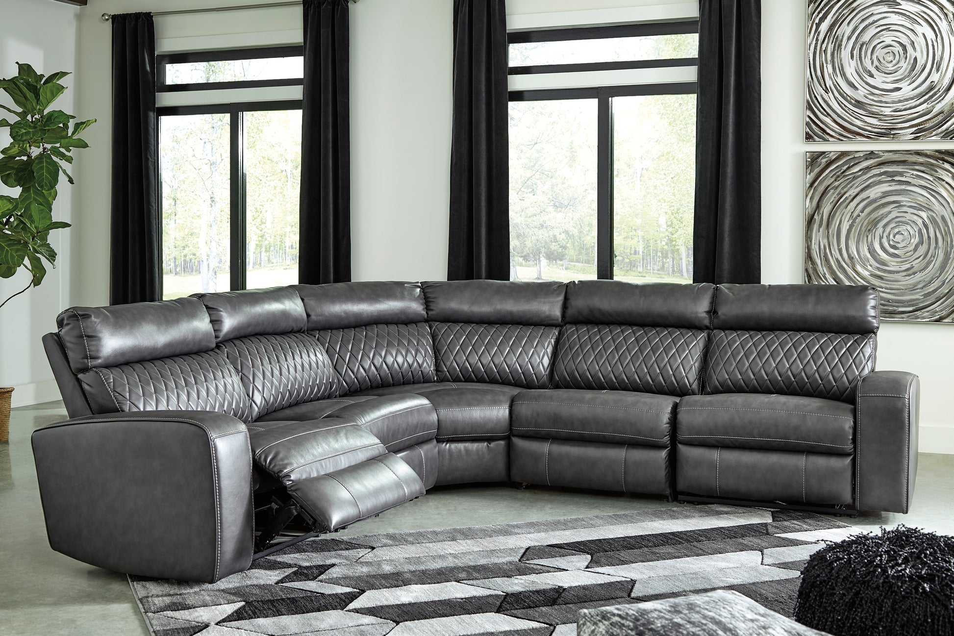 Ocala Furniture Outlet - Ashley Furniture - Samperstone Sectional - 2-Piece Power Reclining Sectional Loveseat / Gray - 55203S5
