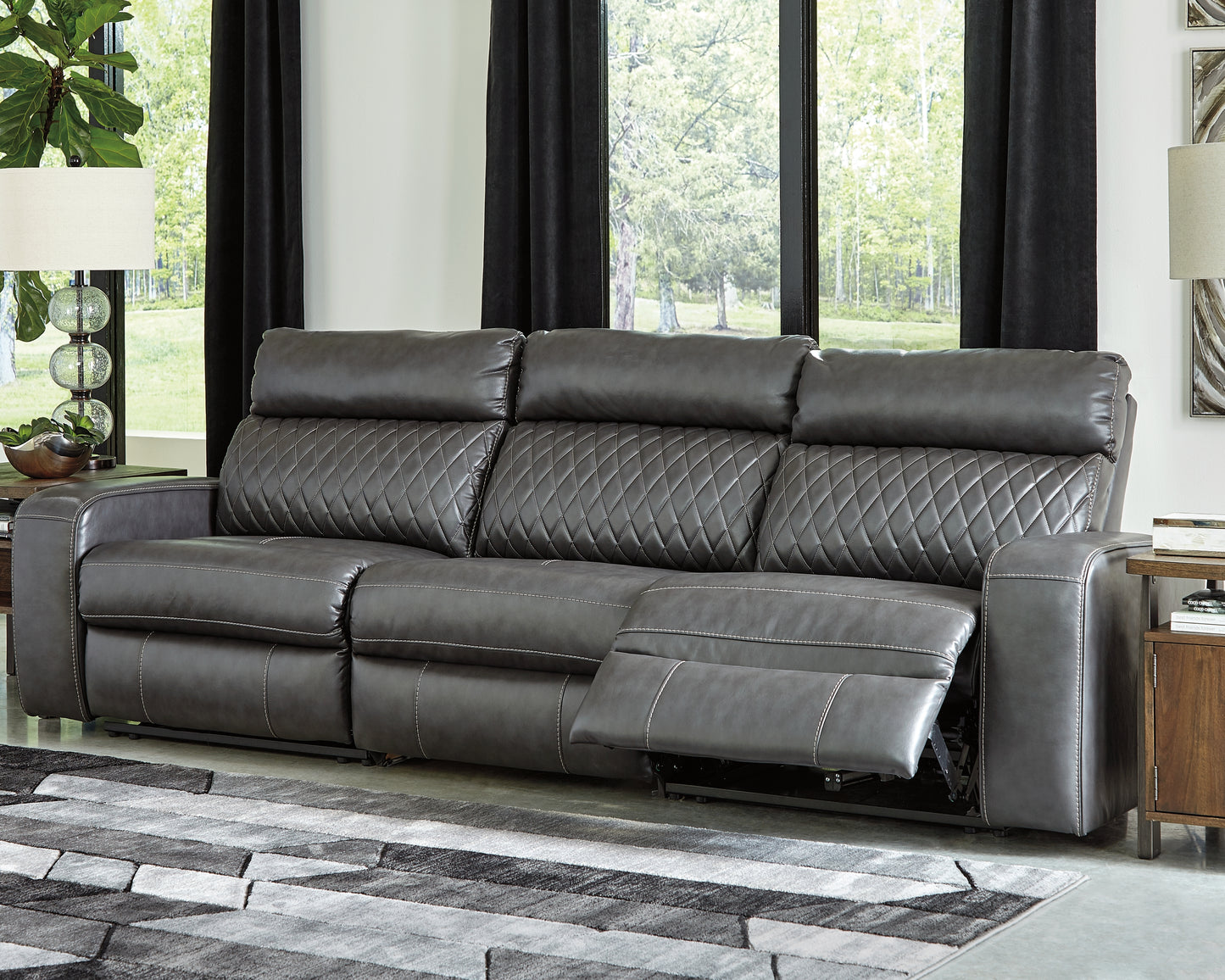 Ocala Furniture Outlet - Ashley Furniture - Samperstone Sectional - 3-Piece Power Reclining Sectional Sofa / Gray - 55203S4