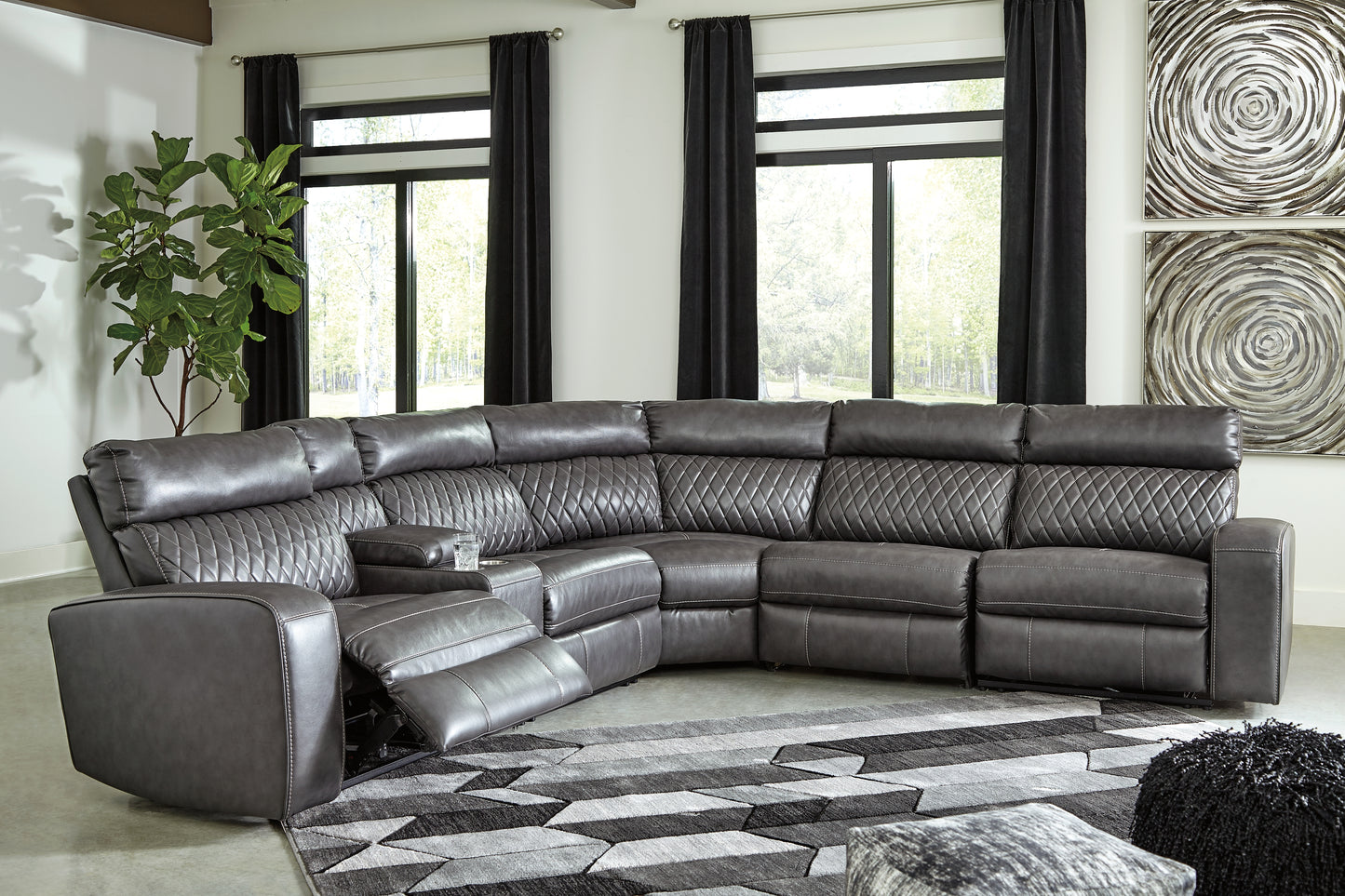 Ocala Furniture Outlet - Ashley Furniture - Samperstone Sectional - 6-Piece Power Reclining Sectional / Gray - 55203S2
