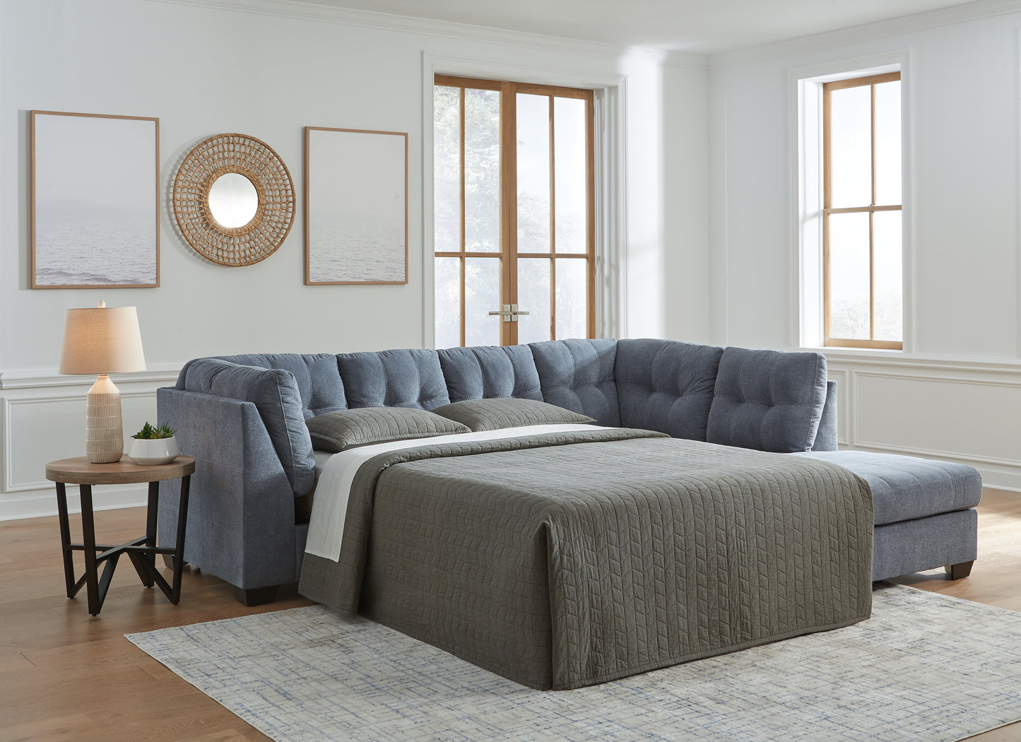 Ocala Furniture Outlet - Ashley Furniture - Marleton Sectional - 2-Piece Sleeper Sectional with Chaise / Denim - 55303S4