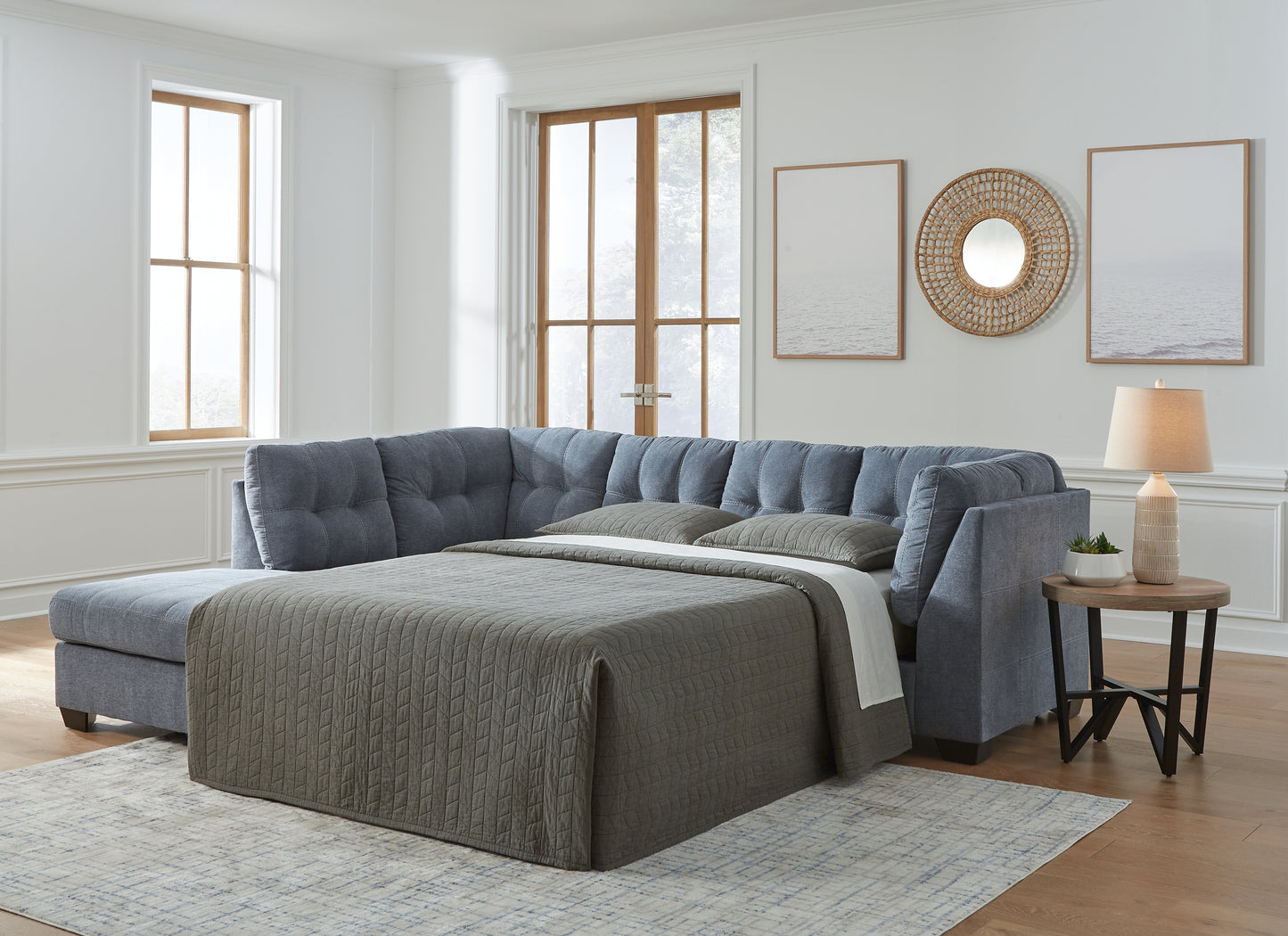 Ocala Furniture Outlet - Ashley Furniture - Marleton Sectional - RAF 2-Piece Sleeper Sectional with Chaise / Denim - 55303S3