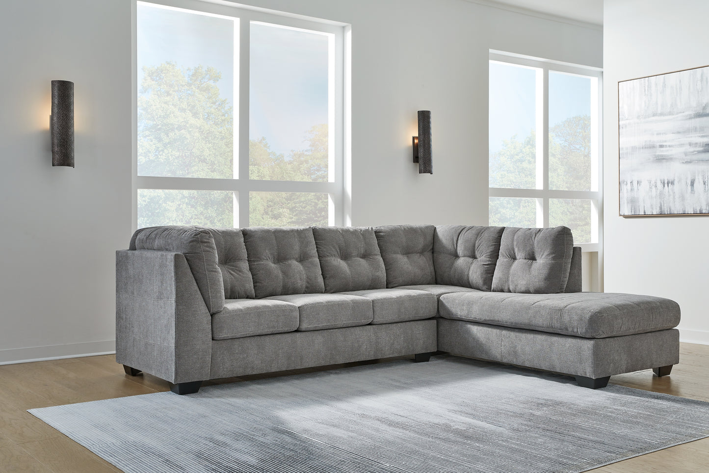 Ocala Furniture Outlet - Ashley Furniture - Marleton Sectional - LAF 2-Piece Sectional with Chaise / Gray - 55305S2