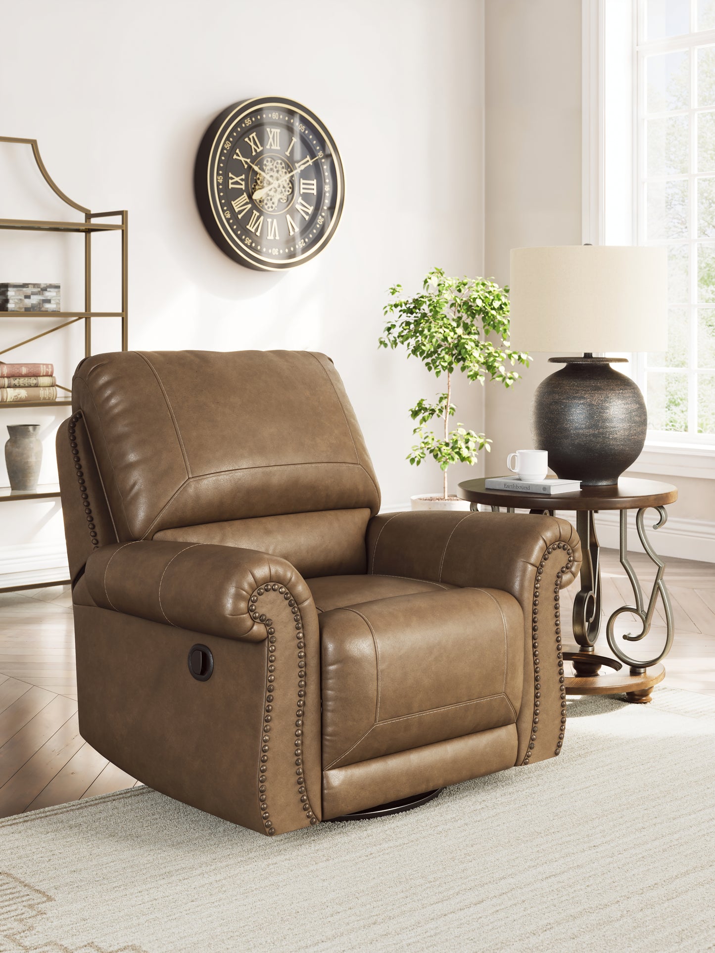 Ocala Furniture Outlet - Ashley Furniture - Chasemore Living Room - Swivel Glider Recliner / Earth - PC5590261