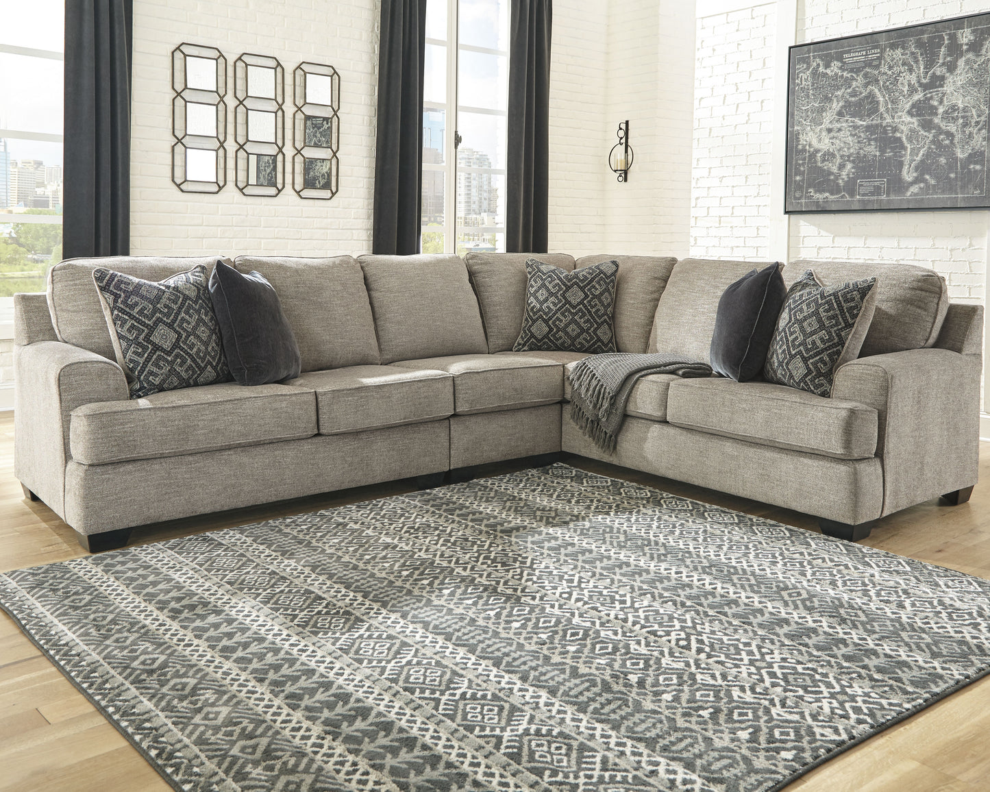 Ocala Furniture Outlet - Ashley Furniture - Bovarian Sectional - RAF 3-Piece Sectional / Stone - 56103S2