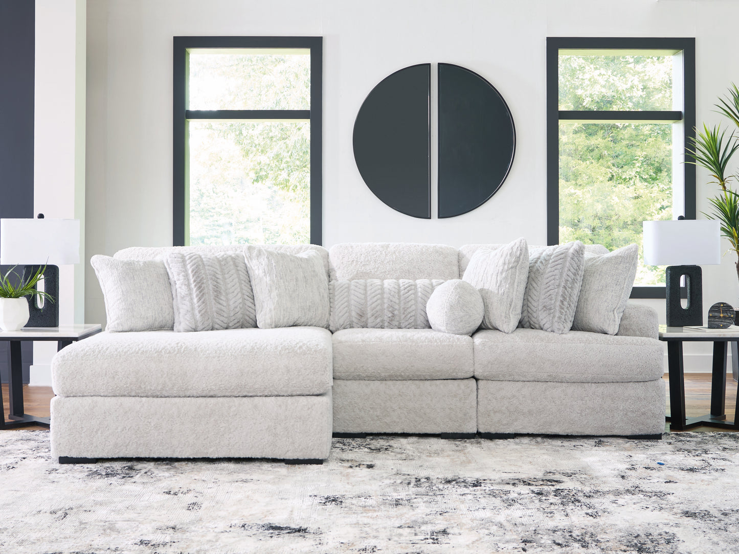 Ocala Furniture Outlet - Ashley Furniture - Cuddle Plush Sectional - 3-Piece Sectional with Chaise / Arctic - PC59106S7
