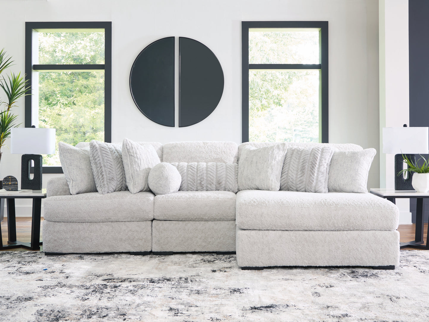 Ocala Furniture Outlet - Ashley Furniture - Cuddle Plush Sectional - RAF 3-Piece Sectional with Chaise / Arctic - PC59106S1