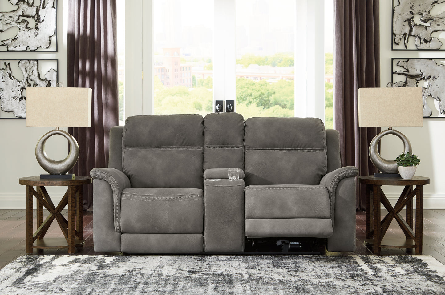 Ocala Furniture Outlet - Ashley Furniture - Next-Gen DuraPella Living Room - PWR REC Loveseat/CON/ADJ HDRST / Slate - 5930118