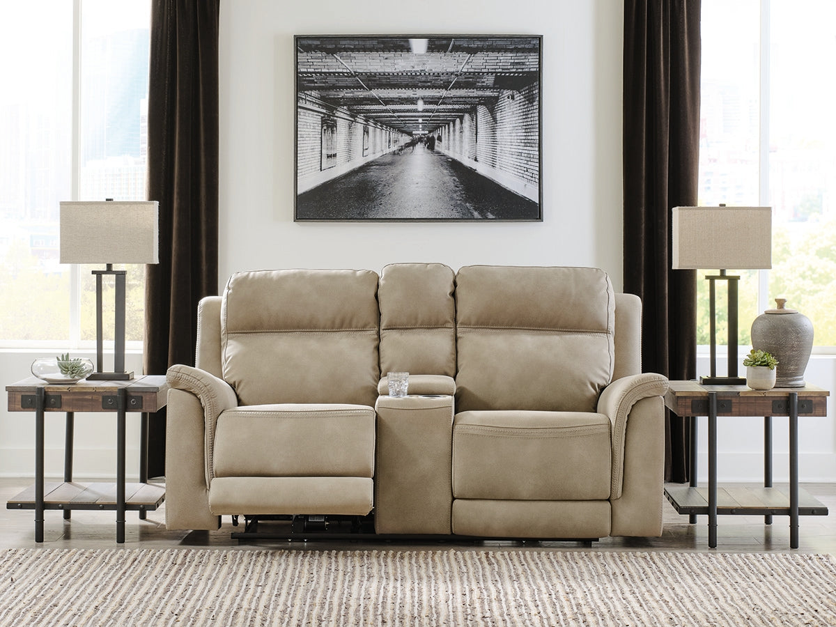 Ocala Furniture Outlet - Ashley Furniture - Next-Gen DuraPella Living Room - PWR REC Loveseat/CON/ADJ HDRST / Sand - 5930218