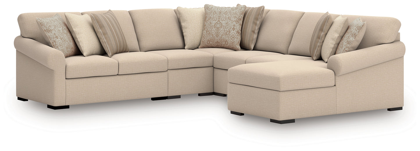 Ocala Furniture Outlet - Ashley Furniture - LadyMae Sectional - RAF 5-Piece Sectional with Chaise / Twill - 59404S4
