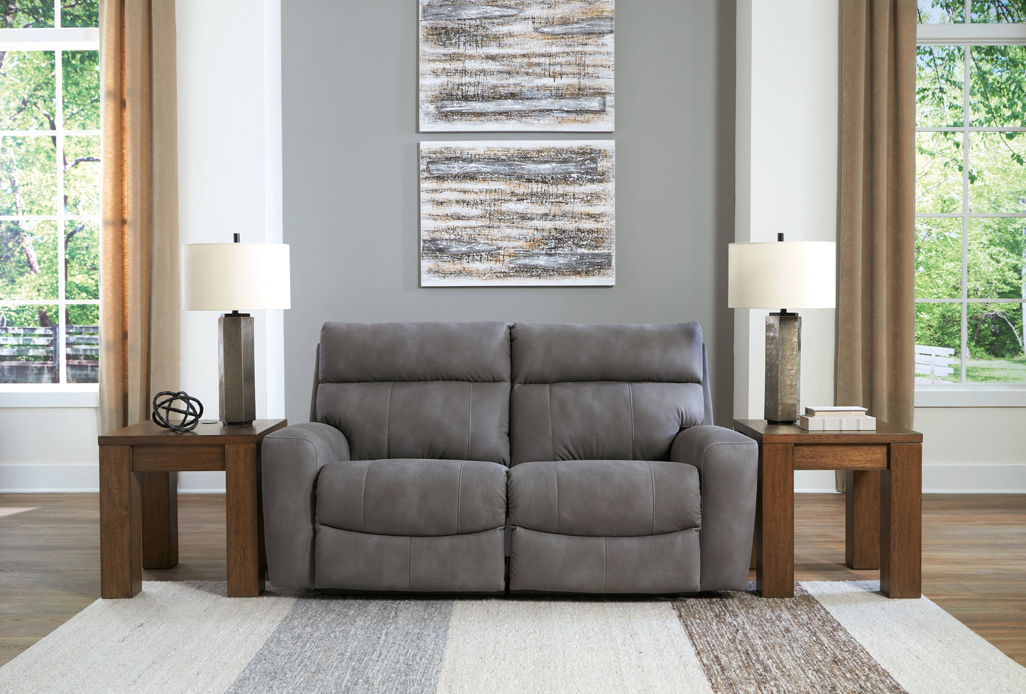 Ocala Furniture Outlet - Ashley Furniture - Next-Gen DuraPella Sectional - 2-Piece Power Reclining Sectional Loveseat / Slate - 61003S1
