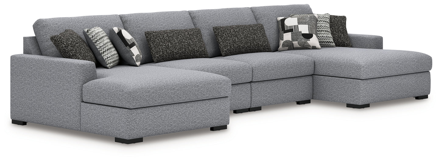 Ocala Furniture Outlet - Ashley Furniture - Bealton Sectional - RAF 4-Piece Sectional with Double Chaise / Salt and Pepper - 61305S9